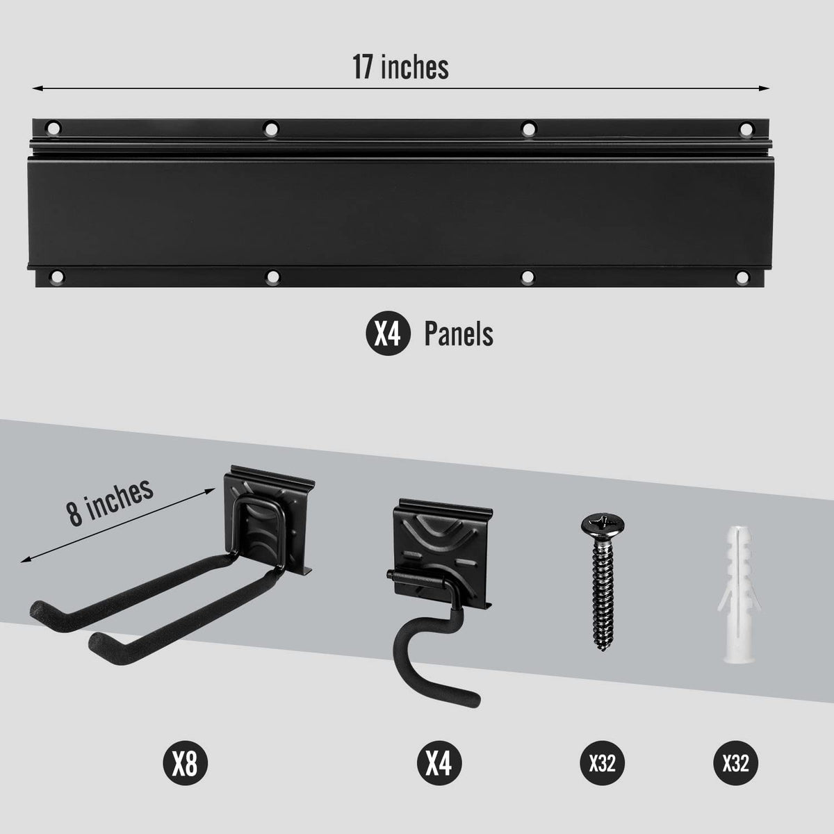 SMARTOLOGY Modular Heavy-Duty Steel Garage Tool Storage Rack - 150 lbs Weight Capacity Weather-resistant Powder-Coated Wall Mount Organizer for Shovels, Rakes, Ladders & Landscaping Equipment