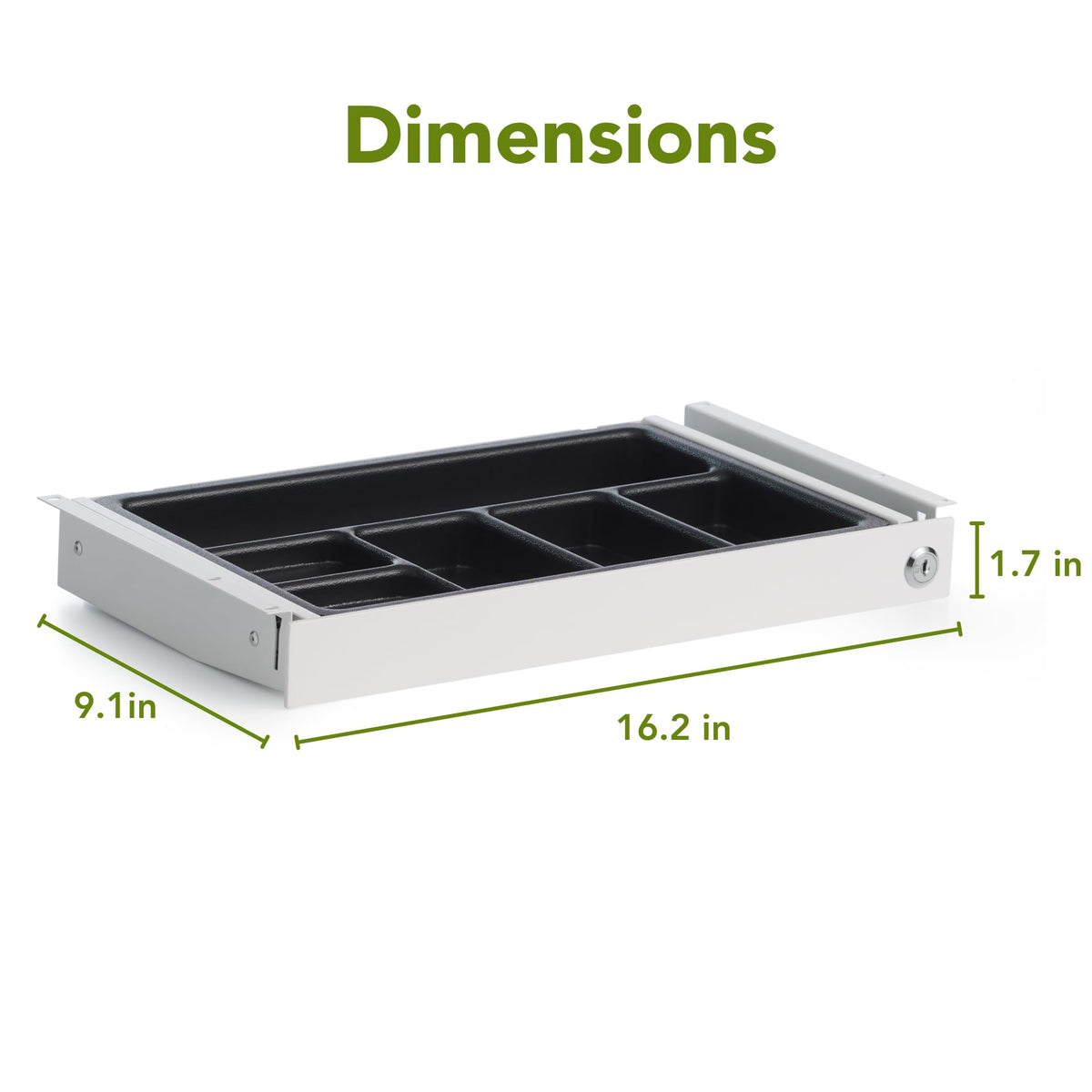 PERFECT POSTURE Max Under Desk Storage Drawer – Large Desk Drawer with Lock for Regular & Sit-Stand Standing Desks, White (16.2” x 9.3")