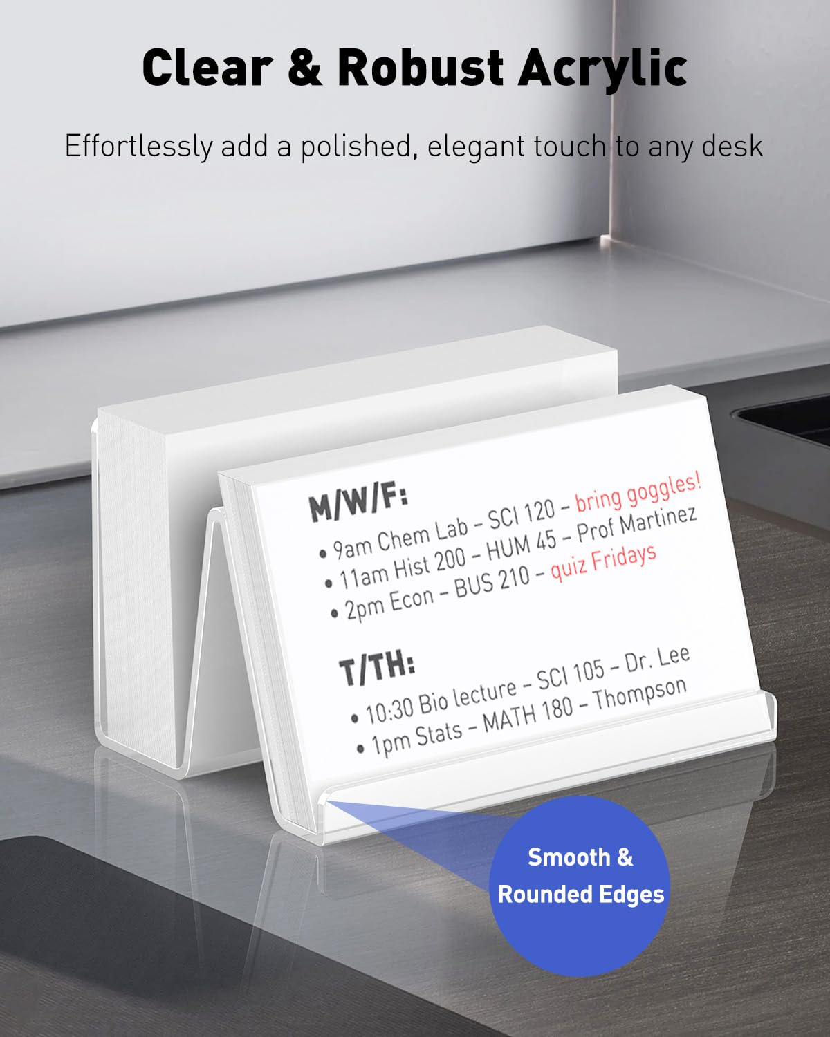 Uniclife 2 Pack 3x5 Index Card Holder, 5" x 3.2" x 3.2", Clear Acrylic Index Card Display Stand, Index Card Organizer, Postcard Holder, Horizontal Business Card Holder for Desk, 200 Card Capacity