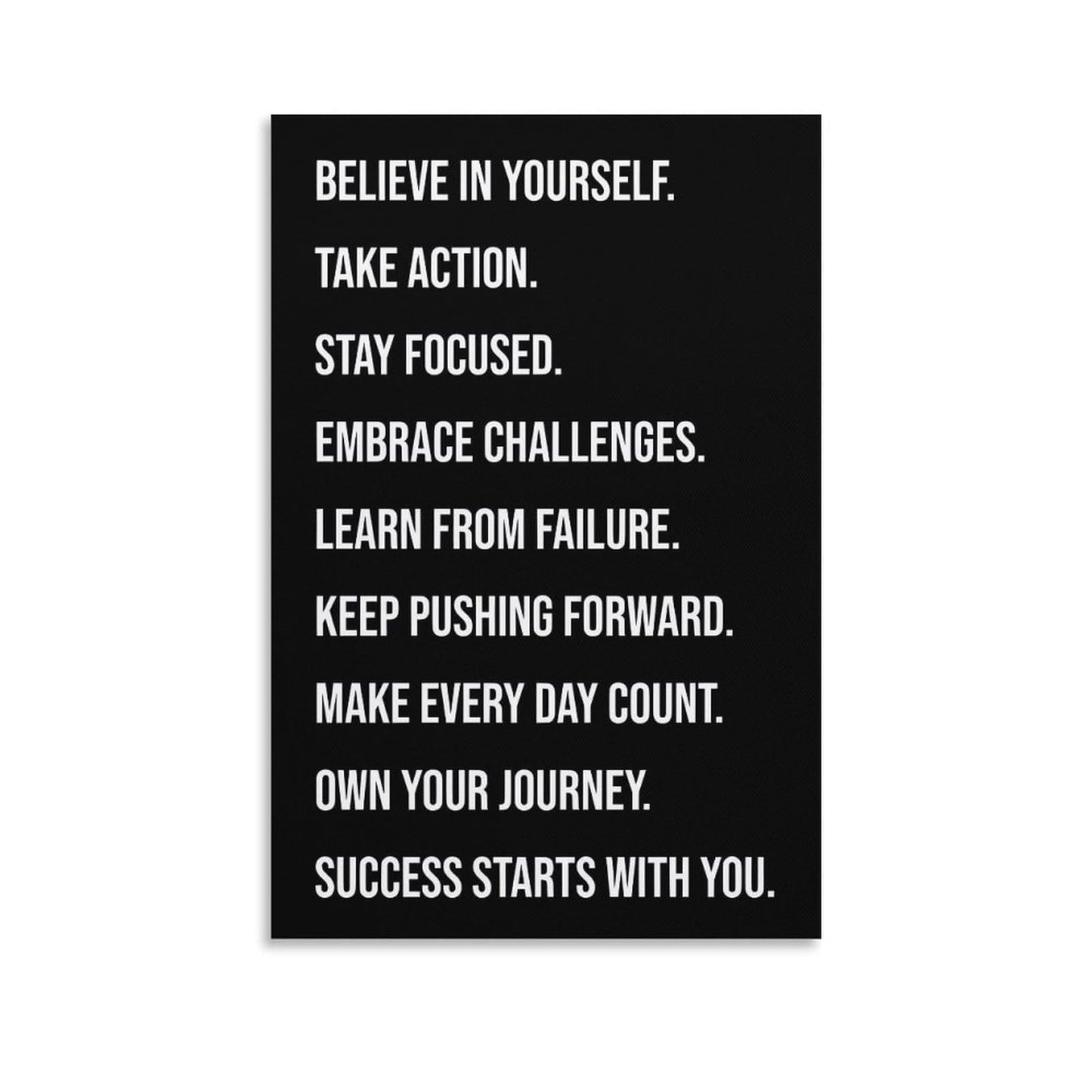 Motivational Gym Quote Build Self Belief Take Action Stay Focused Canvas Printing Wall Art Prints Wall Decor Posters Scandinavian Bohemian Typography for Living Room Office 12x18inch(30x45cm)