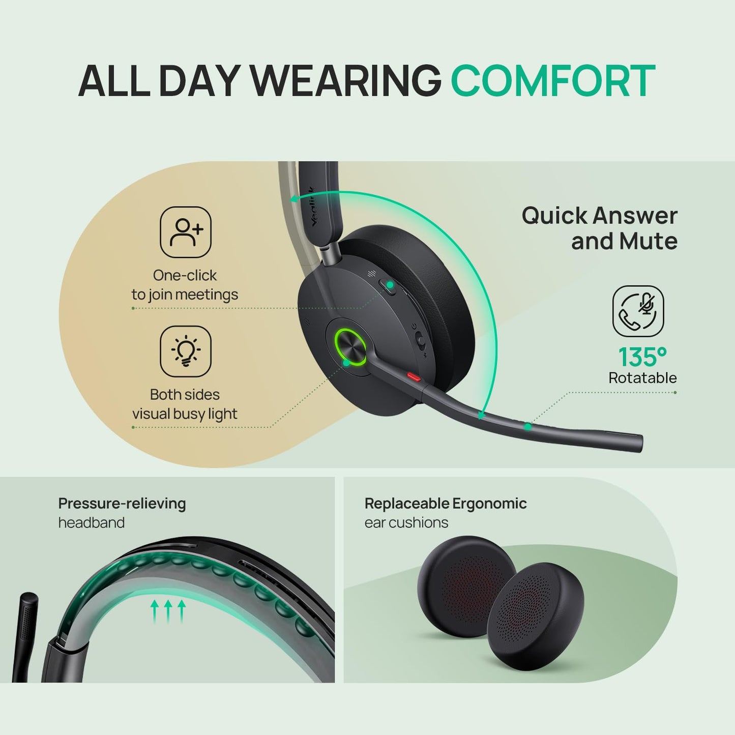 Yealink WH68 Workstation DECT Wireless Headset with 4" Touch Screen,4 Mic Hybrid ANC, 606ft Range,All in One Workstation with Speaker,3X USB Hub Office Headset for Desk Phone,Computer,Cellphone