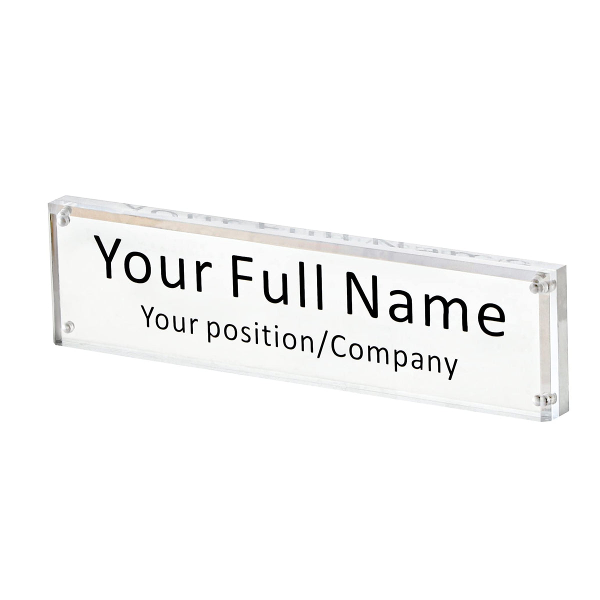 IEEK Acrylic Desk Name Plate, Clear Acrylic Block Nameplate Double Sided Holder, DIY Personalized Name, 2.5x10 Inch