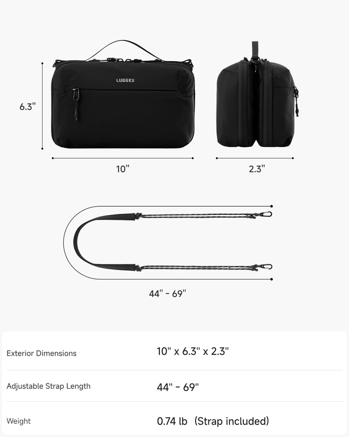 LUGGEX Electronics Organizer Travel Case, CBX01 Tech Bag with Magnetic Closure, Water Resistant Cable Organizer Bag for Business Travel, Tech Pouch for Cords, Chargers, Phone & Gadgets Accessories