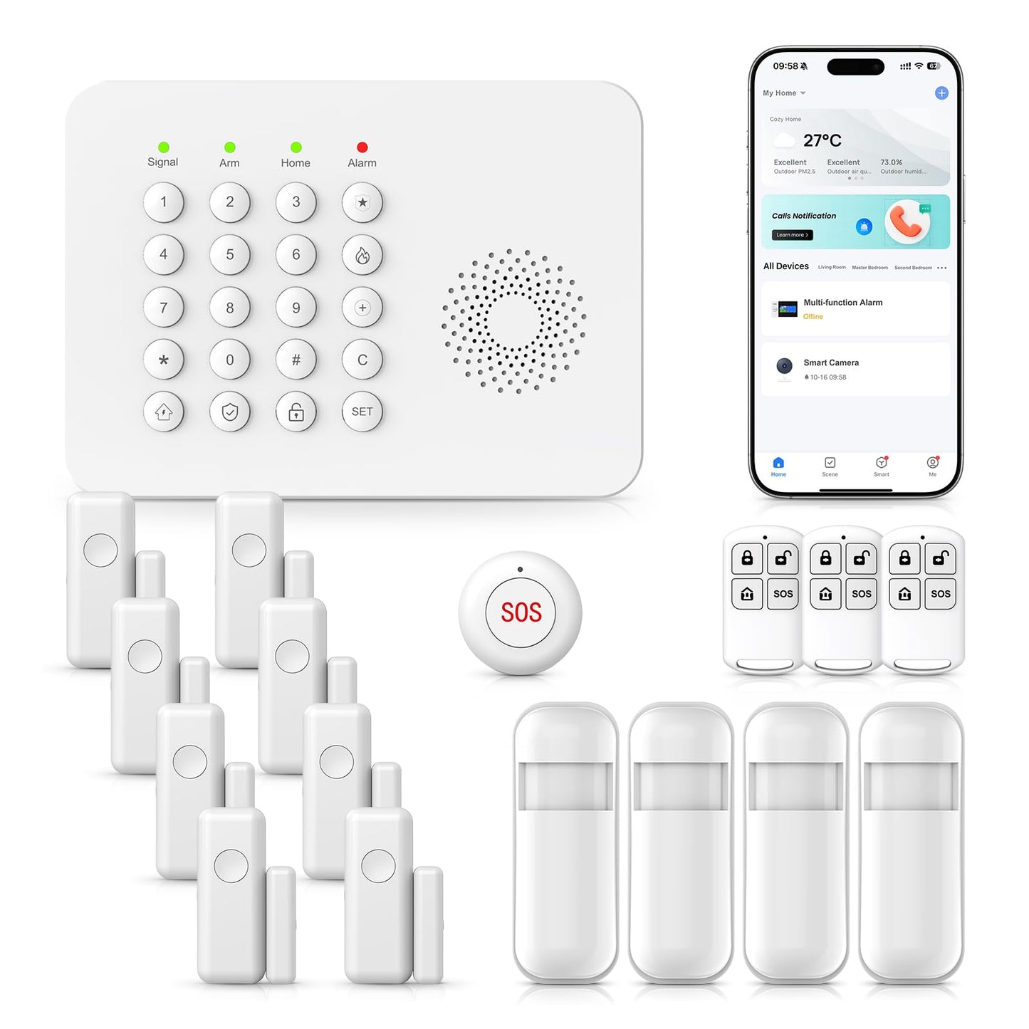 2026 WiFi+GSM/4G Home Security System with Instant Smart Life or Tuya App Real-Time Alert,Door & Window Alarms for Home for Apartment,Kids Safety,Office,NO Monthly Fees,SOS Button,Remote Control