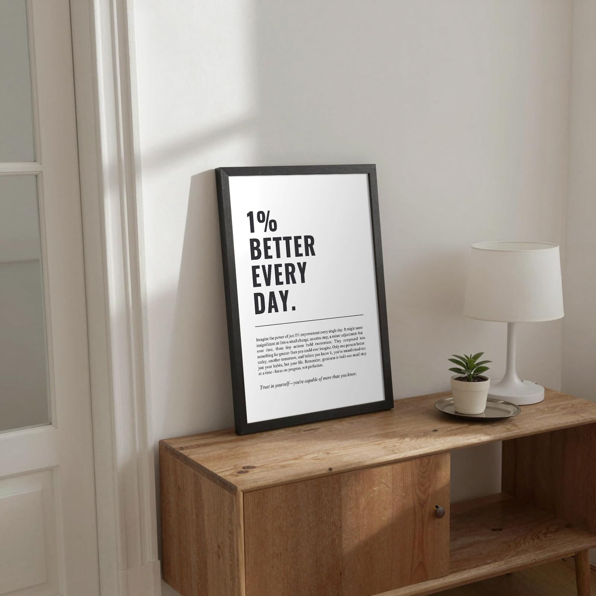 8X10 Inch Black Framed 1% Better Every Day Canvas Wall Art Motivational Minimalist Posters Growth Mindset Self Improvement Quotes Prints Wall Decor For Office Home Gym Bedroom Study