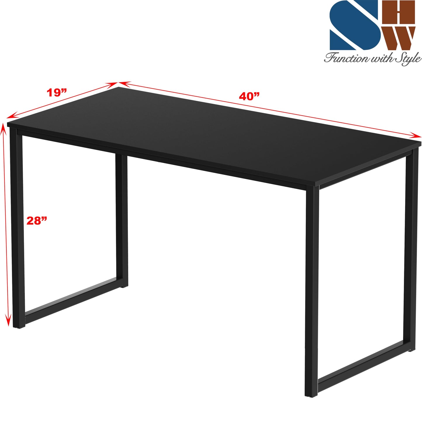 SHW Mission 40-Inch Home Office Computer Desk, Black