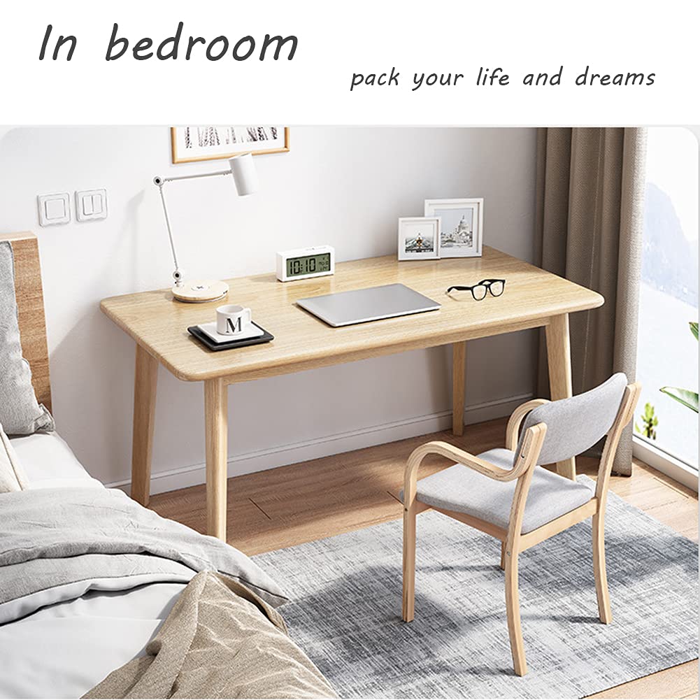 IOTXY Simple Wooden Writing Desk - Modern Minimalist Style PC Laptop Computer Workbench with Solid Wood Legs, 47" W Home Office Work Table for TV Stand Music Video Live Broadcast Workstation, Oak