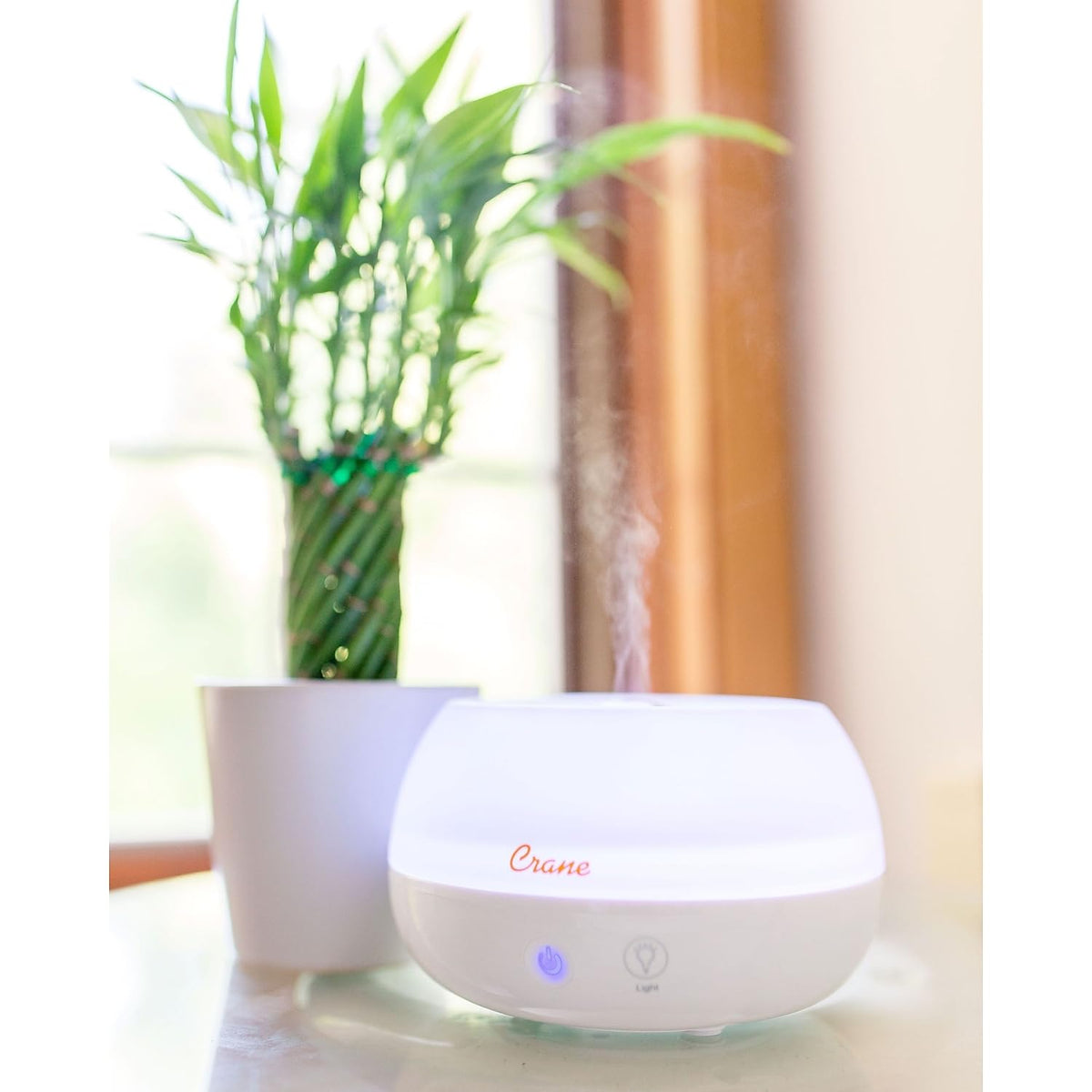 Crane Portable Ultrasonic Travel Humidifier & Aroma Diffuser – 0.2 Gallon Cool Mist, No Filter Required, Optional Essential Oil Tray, Whisper-Quiet for Babies, Travel, & Small Rooms (White)