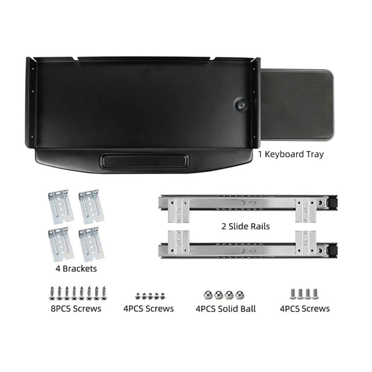 Solid Steel Under Desk Keyboard Tray Slide Out with 360° Rotating Mouse Platform,Keyboard Shelf Sliding,Under Desk Mounted Keyboard Holder,Under Desk Keyboard Drawer 28"Lx11"W