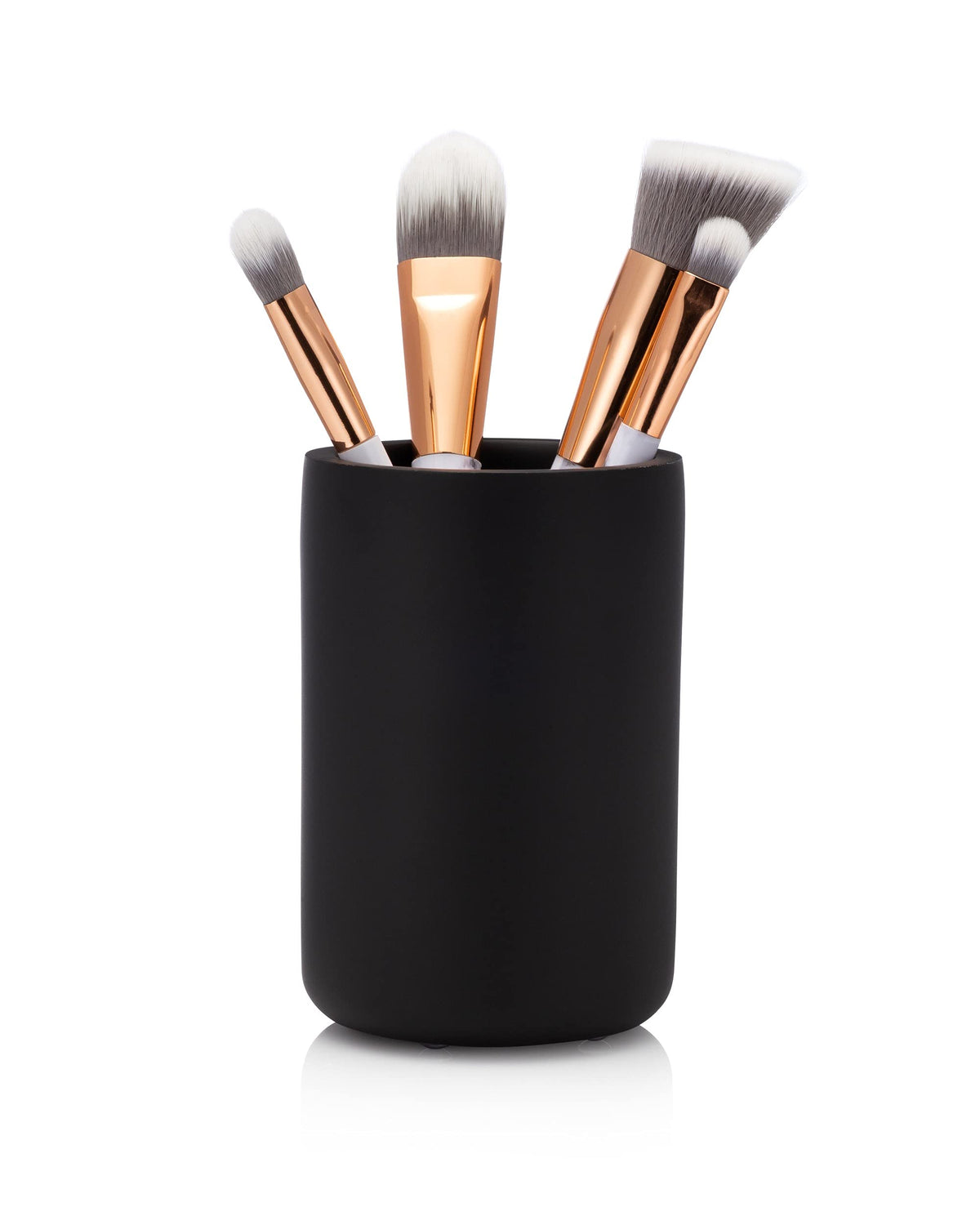 Essentra Home Matte Black Collection 4-Piece Bathroom Accessory Set. Includes: Soap Dispenser with Chrome Pump, Toothbrush Holder, Tumbler and Soap Dish