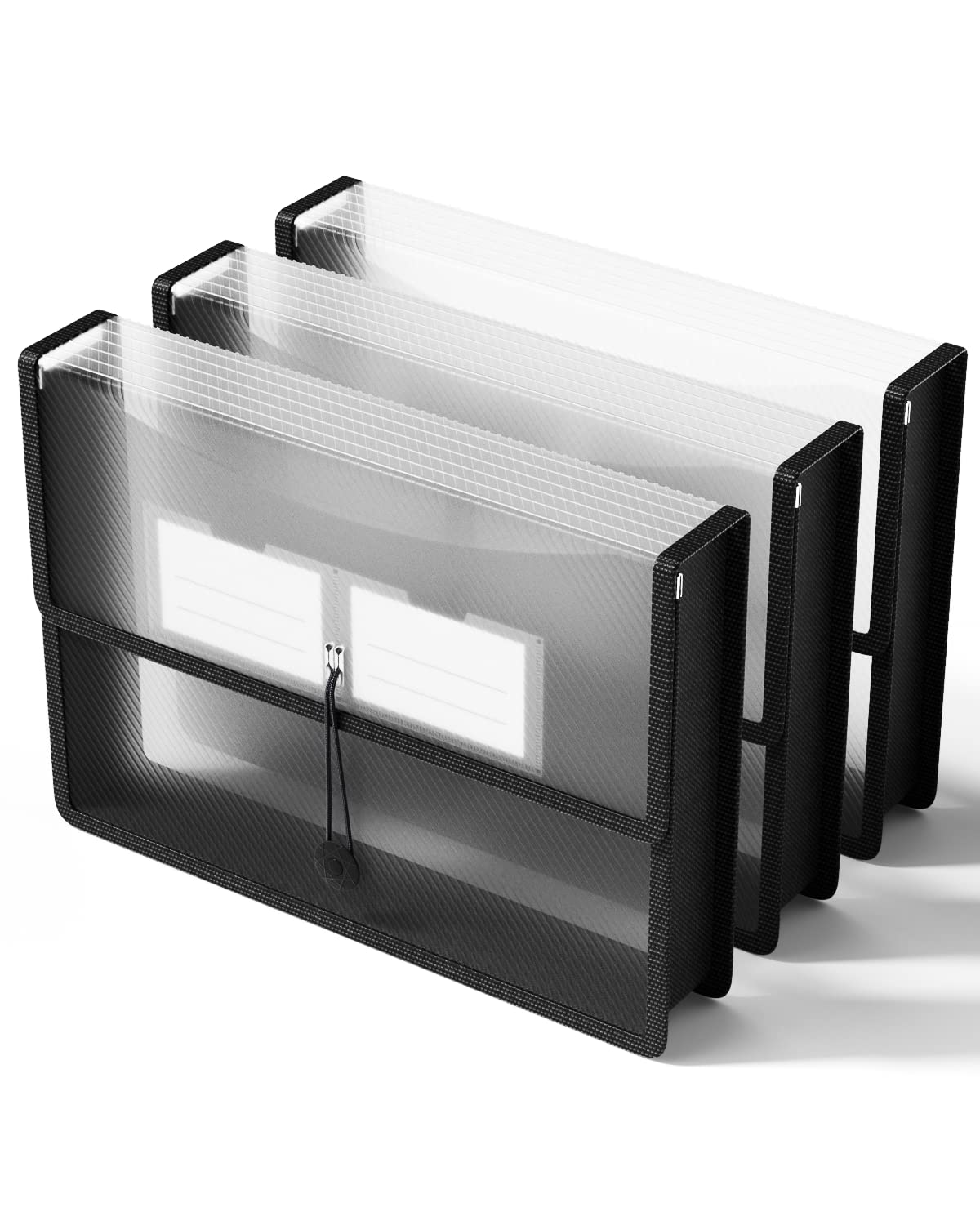 ThinkTex Plastic Expanding File Folders, Transparent Envelopes with Elastic Closure, No Dividers, Large Capacity, Fits Letter/A4 Size, for Home, Office, School, Tax, Bill Organization - 3 Pack