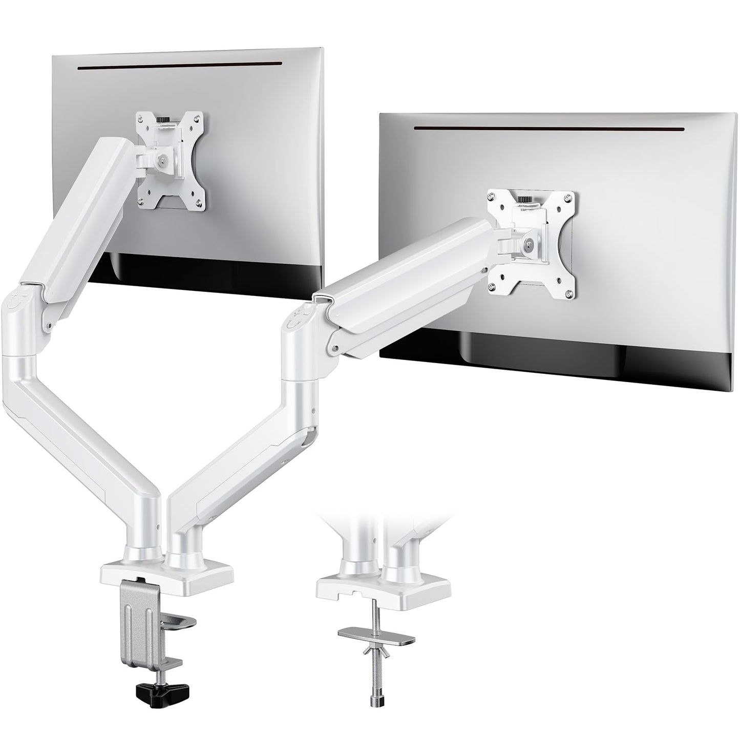 ErGear Dual Monitor Stand up to 32 inches Screen, Load-Bearing Max 22 lbs Each Arm, Adjustable Dual Monitor Mount, Sturdy Steel vesa Monitor Mount with Stable VESA 75x75 100x100mm-White