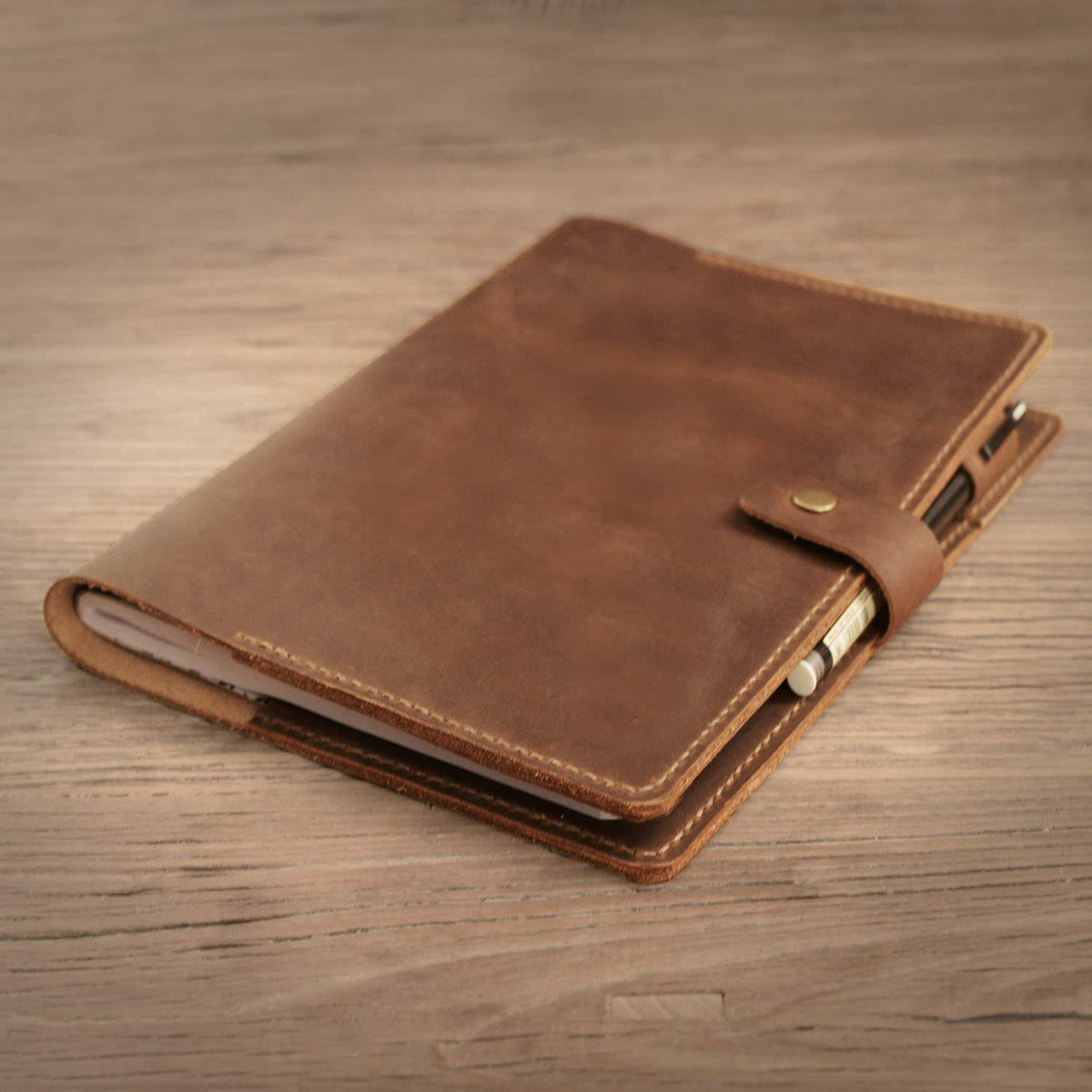 Distressed Leather Composition Notebook Cover; Gift For Student, Writer, Brown, 307C - Distressed Brown