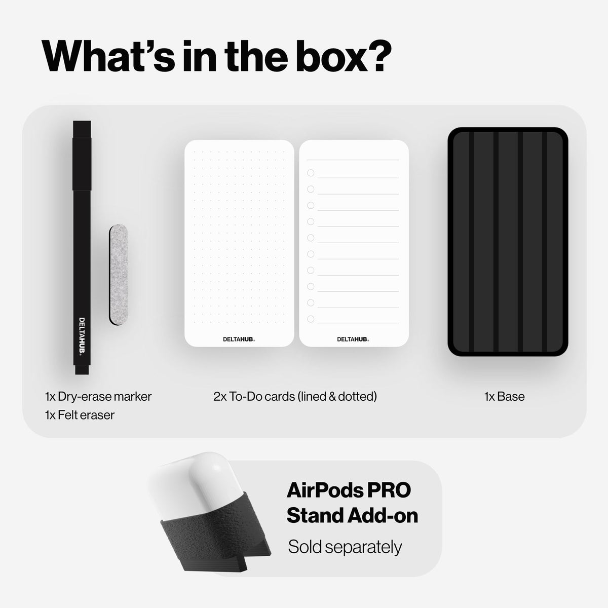DeltaHub Reusable To-Do List for Desk - Dry Erase Daily Planner with 2 Cards, Marker & Eraser - Minimalist Desktop Organizer for Office, Work from Home - Analog Productivity Tool (White)