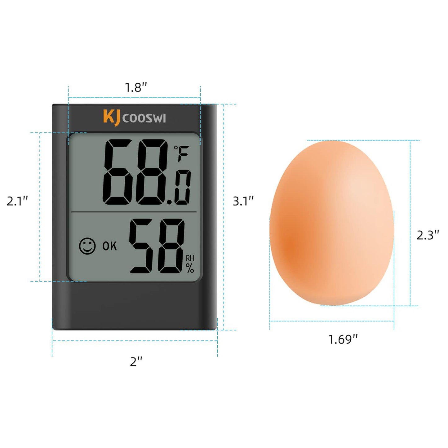 Humidity Gauge, 2 Pack Indoor Thermometer for Home Digital Hygrometer Room Thermometer and Humidity Gauge with Temperature Humidity Monitor AAA Battery Powered(Color: Black and White)