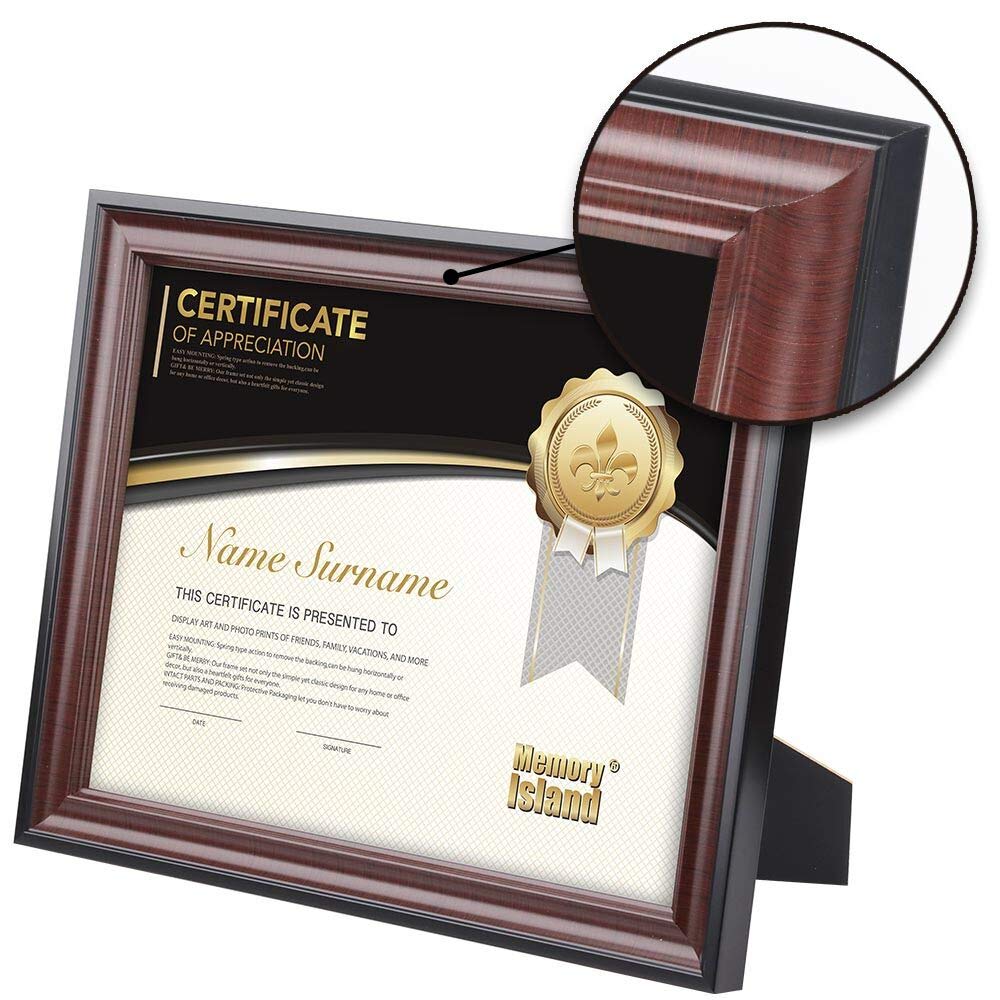 Memory Island 8.5x11 Document frames,Real Glass Fronts, 4 Pack Certificate Frames for Wall Or Tabletop Display,Diploma Frames For Degree Award,Cherry Wood Grain