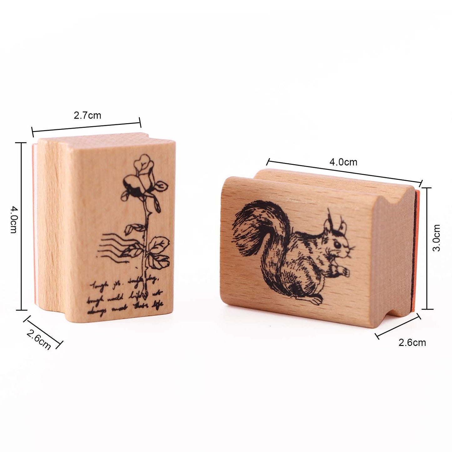 15pcs Wooden Rubber Stamps Animals and Plants Patterns Stamps Set for DIY Craft Card Scrapbooking Supplies