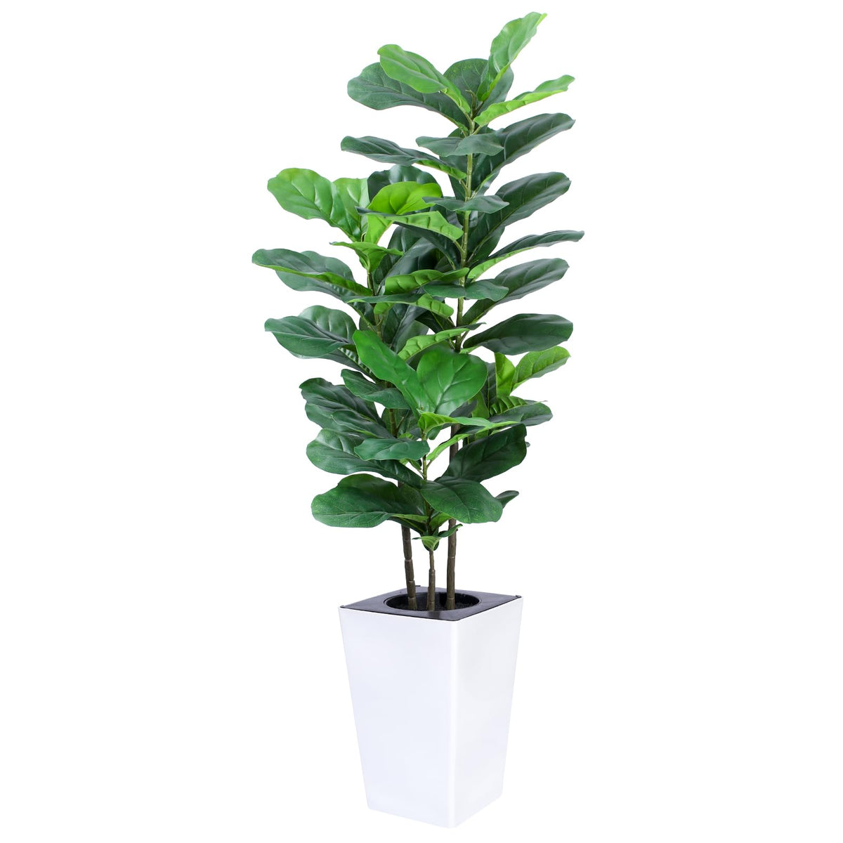 Yepdin 5Ft Fiddle Leaf Fig Tree with White Tall Planter - Fake Fig Silk Plants with 62 Large Fiddle Leaves,Artificial Trees for Home Decor Indoor Outdoor Office