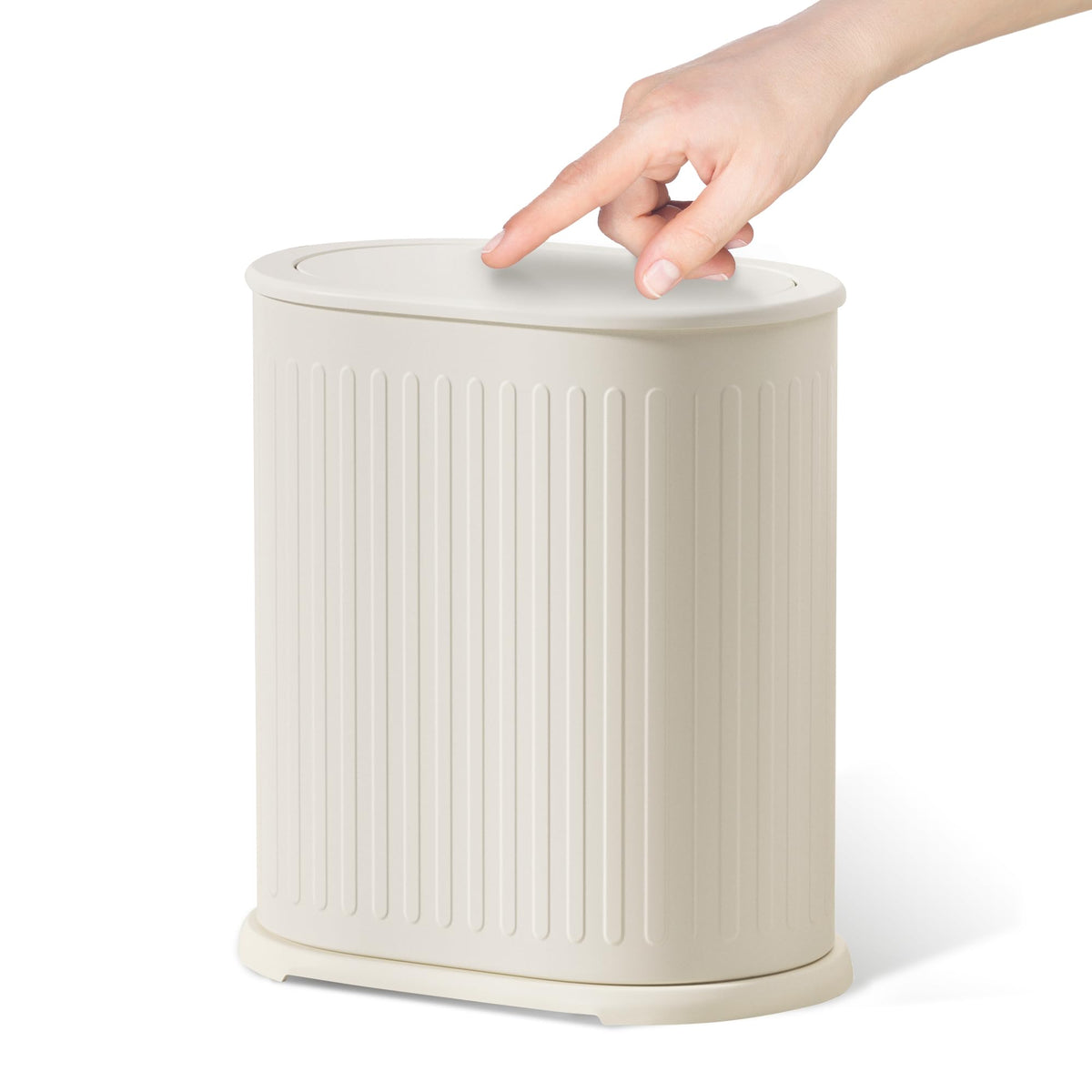 Steel Small Bathroom Trash Can with Lid Press Top 9L/2.4 Gallon Dog Proof Wastebasket with Removable Liner Bucket,Slim Bathroom Garbage Can Bin Under Desk/Sink Bedroom,Living Room,Office,Diaper