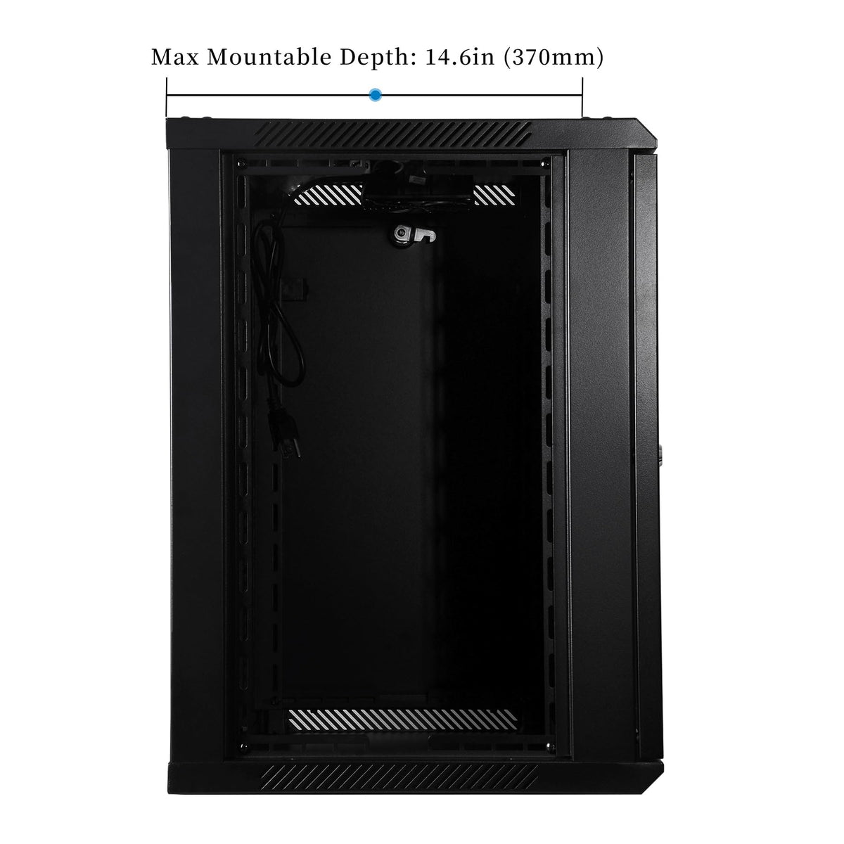 RackPath 12U Wall Mount Network Rack Cabinet – Quiet Cooling Fan, Locking Glass Door, 17.7" Deep (450mm), Removable Locking Side Panels, Fits 19" IT & A/V Equipment