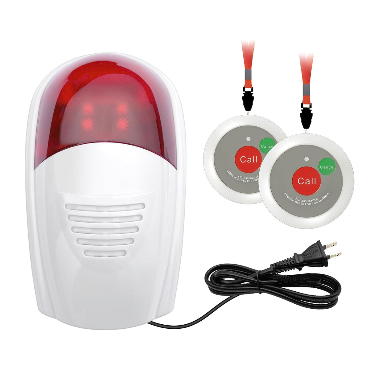 SavvyMate Panic Button Alarm, 120dB Strobe Siren Alarm System, 492FT Range, 1 Receiver with 2 Emergency Buttons, Emergency Alert System for House Business Shop, Office Siren with Sound and Light