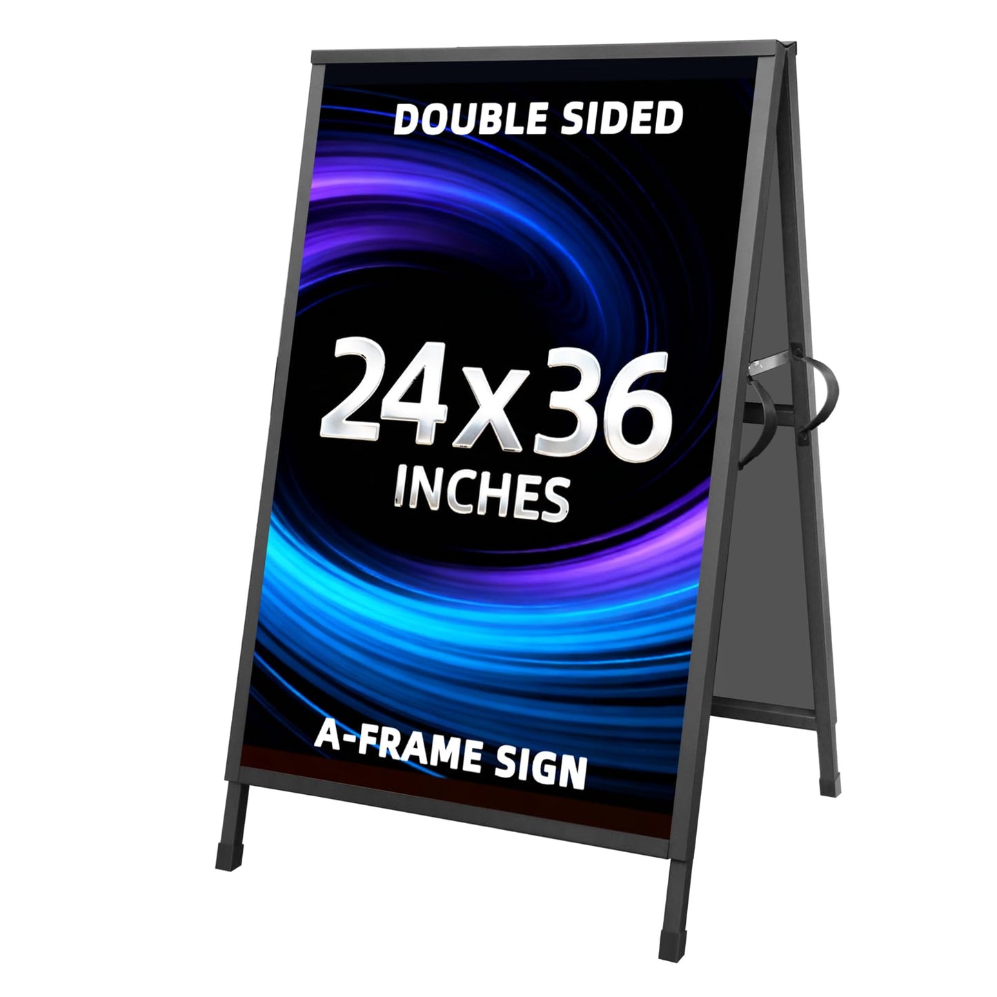 Yakpho Heavy Duty Slide-in Folding Sandwich Board A-Frame Sidewalk Sign 24x36 Inch Black Coated Steel Metal Double-Sided Pavement Sign (Frame only)