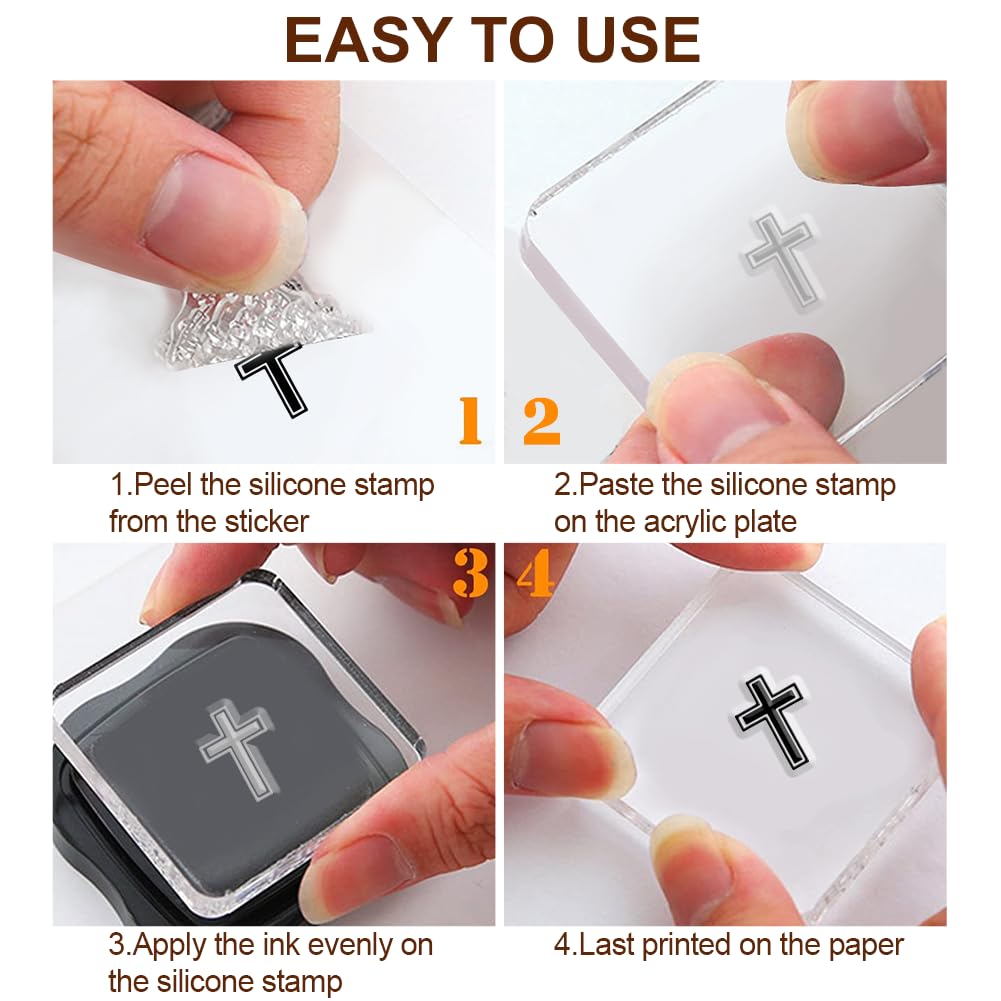 GLASSWINDS 6Pcs Christian Bible Verse Clear Stamps for Card Making Easter Blessing 20 Craft Ink Pad 3 Acrylic Stamp Block Silicone Stamp with Greeting Words Rubber Stamps for Crafting DIY Scrapbooking