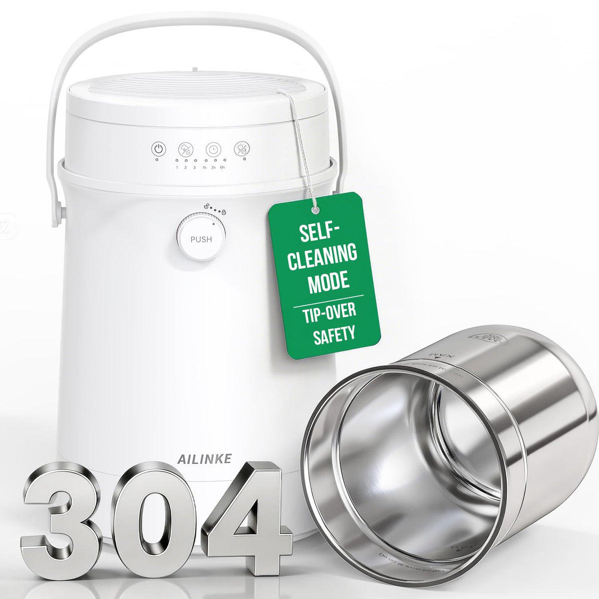 Stainless Steel Humidifier for Bedroom, Warm Mist Steam Humidifier 4L with Self-Cleaning Mode, Easy Clean Dishwasher Safe Humidifiers for Large room Living Room Home Office, Tip-Over Protection, White