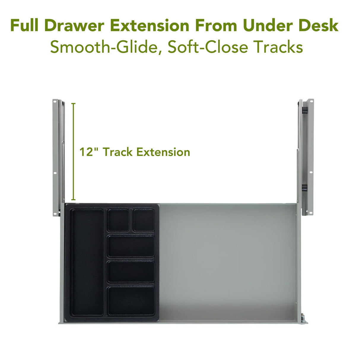 PERFECT POSTURE Max Under Desk Storage Drawer – Large Desk Drawer with Lock for Regular & Sit-Stand Standing Desks, Gray (26.7” x 13”)