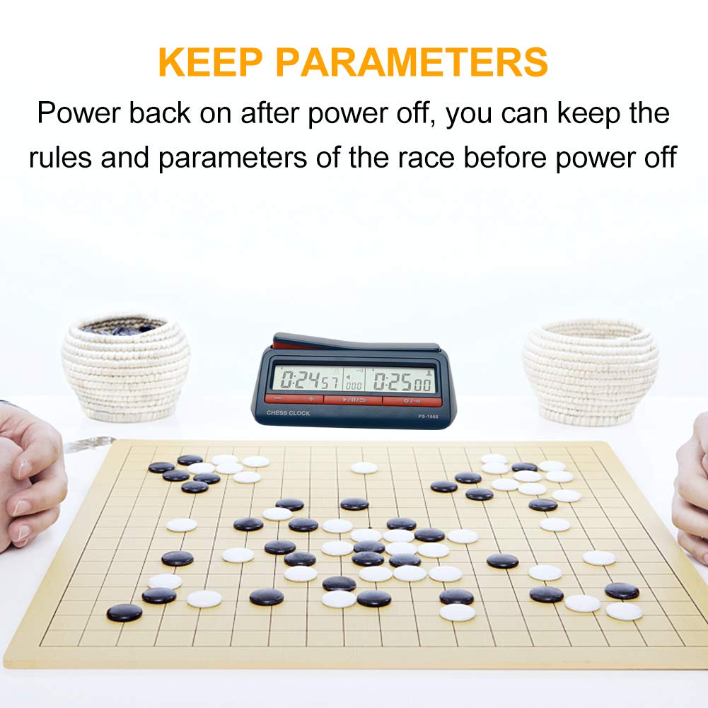 Chess Clock, Advanced Digital Chess & Portable Game Timer, for Portable Timer for Board Games and Delayed Countdown Function