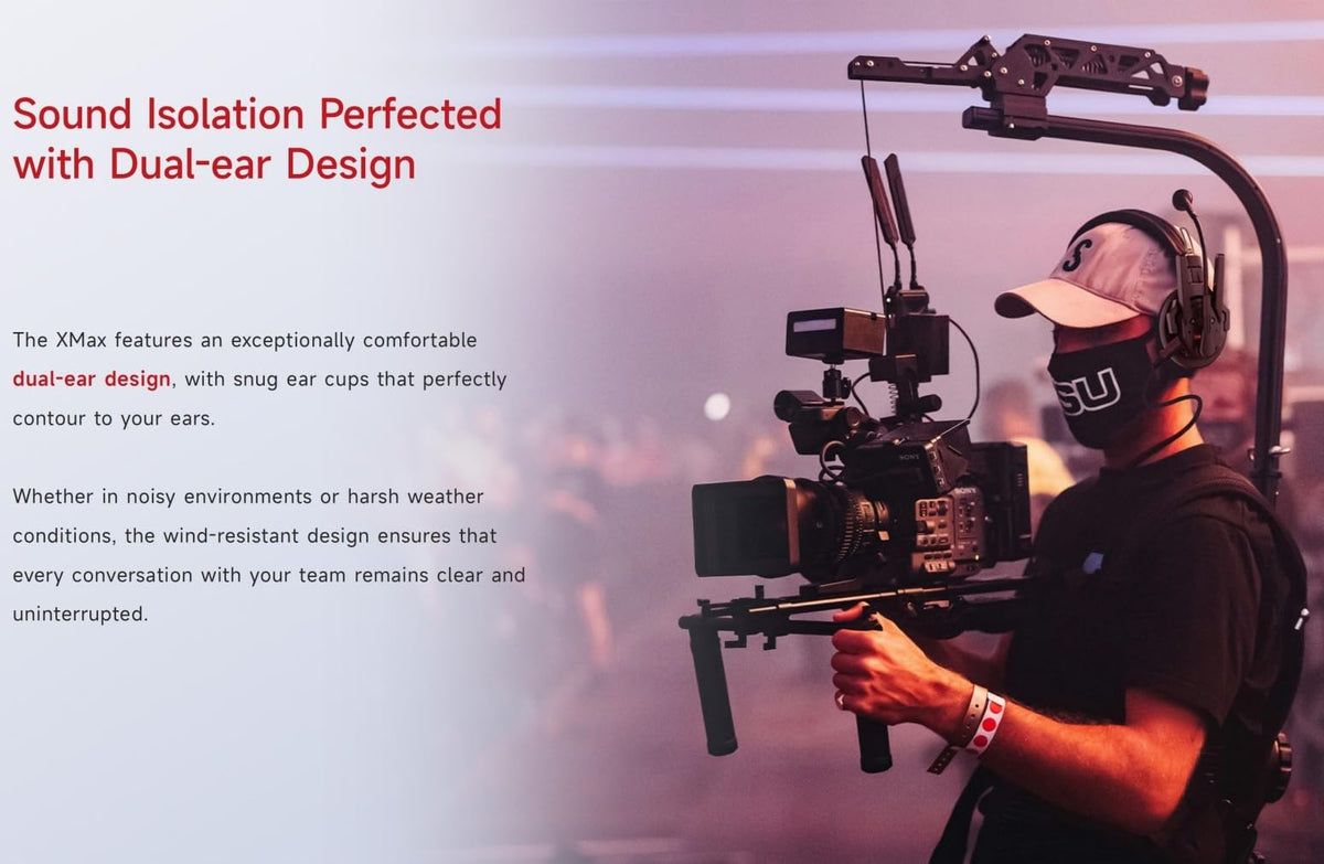 SYNCO XTALK XMax2 Wireless Intercom Headset System 2.4GHz 1640 feet 500 Meters Dual-Ear Team Communication Headset for Live Show Stage Performance Movie Shoot