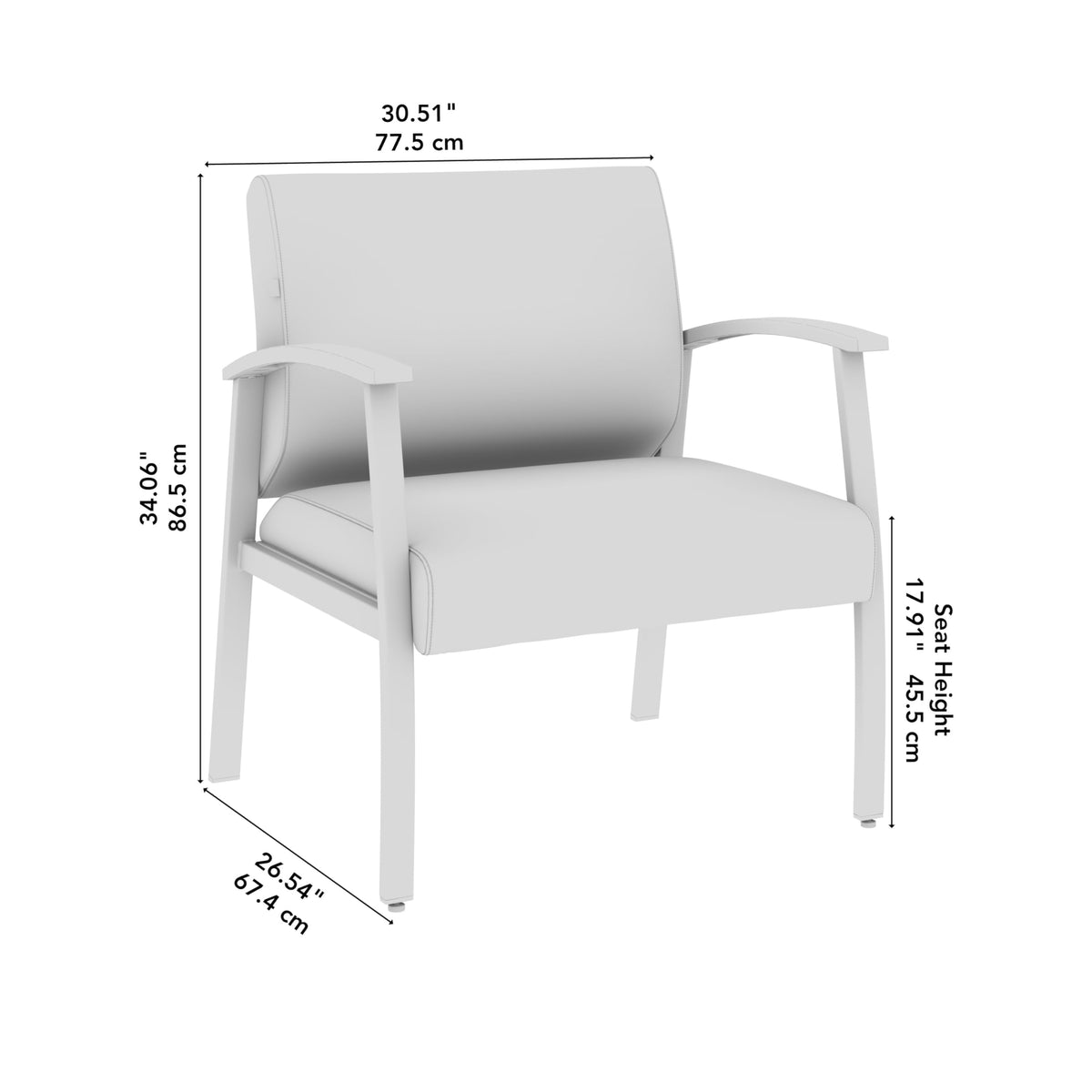 Bush Business Furniture Arrive Bariatric Waiting Room Guest Chair with Arms in Black Vinyl, Reception Area Seating for Office and Lobby