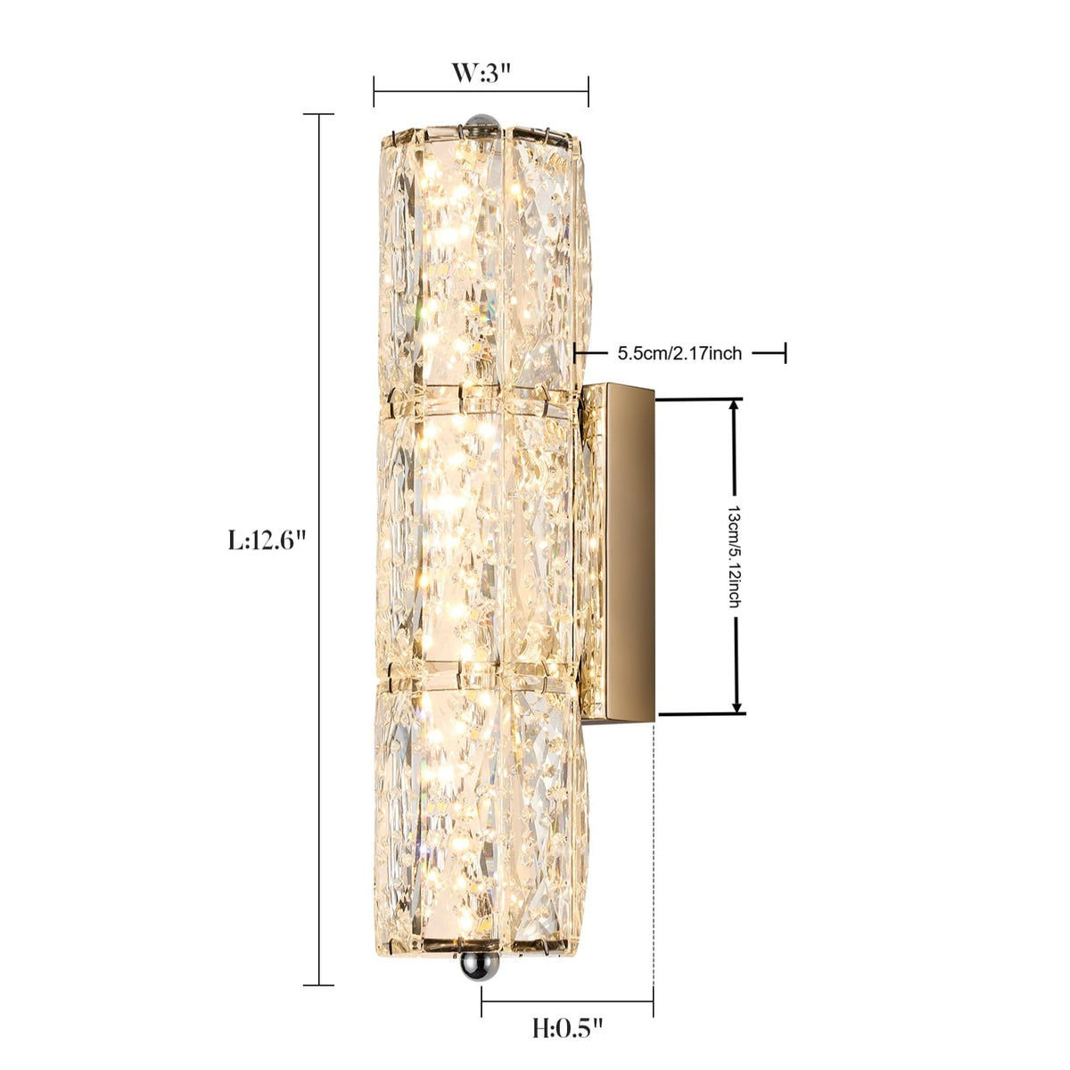 AOLALA Crystal Wall Sconces 3"x12.6" Modern LED Chrome Wall Light