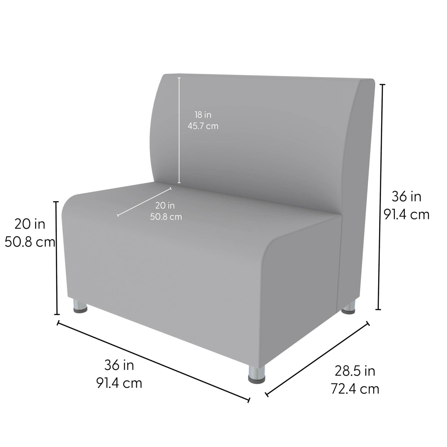 FDP Pro Series Connect Modular Chair Designed for Custom Configurations and Interconnectivity Hand Upholstered Commercial Furniture for Hotel Lobby, Office, Restaurant, Library- Slate Gray Crosshatch