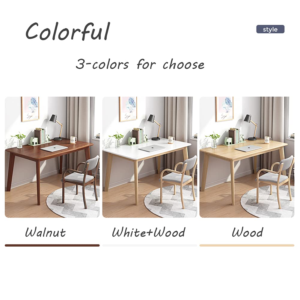 IOTXY Simple Wooden Writing Desk - Modern Minimalist Style PC Laptop Computer Workbench with Solid Wood Legs, 47" W Home Office Work Table for TV Stand Music Video Live Broadcast Workstation, Oak