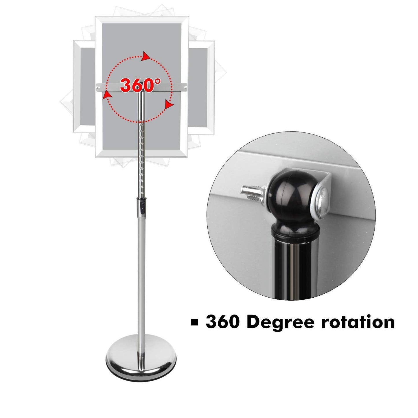 YIYO Adjustable Pedestal Poster Sign Stand,8.5 x 11 Advertising Business Menu Sign Holder for Floor Standing with Aluminum Snap-Open Reusable Frame,Black (8.5 x 11)