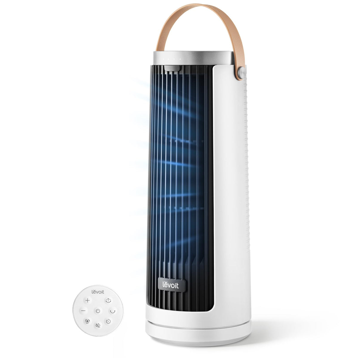 LEVOIT Tower Fan for Bedroom, 20dB Quiet Desk Fan with 23ft/s, Portable & Easy to Carry, 3-Angle & 4-Speed Mini Oscillating Fan, DC Motor, Bladeless, Remoter, 12H Timer, for Home, Room, Office, White