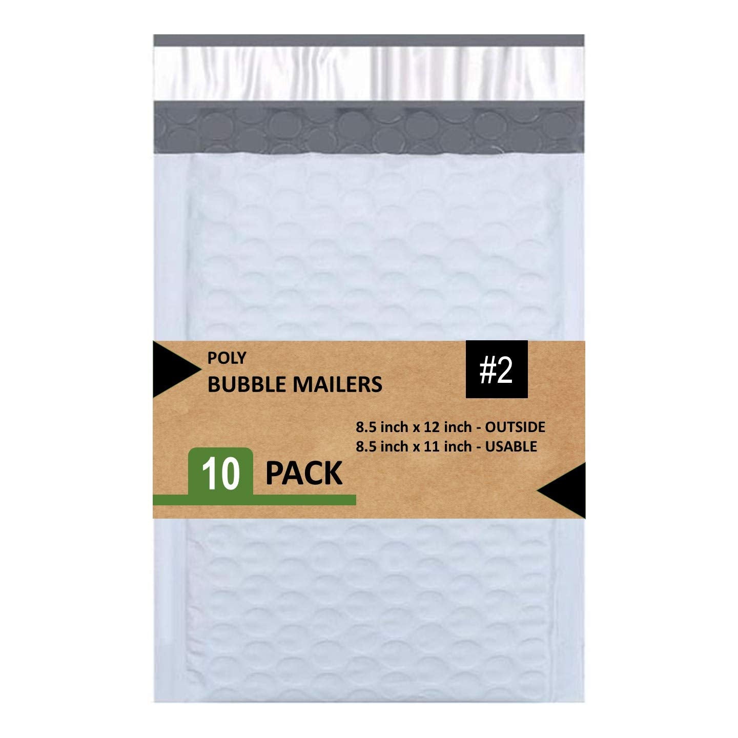 SALES4LESS - Poly Bubble Mailers, Waterproof & Cushioned Padded Envelopes for Shipping, 8.5 x 12 in (10 Pack, White)