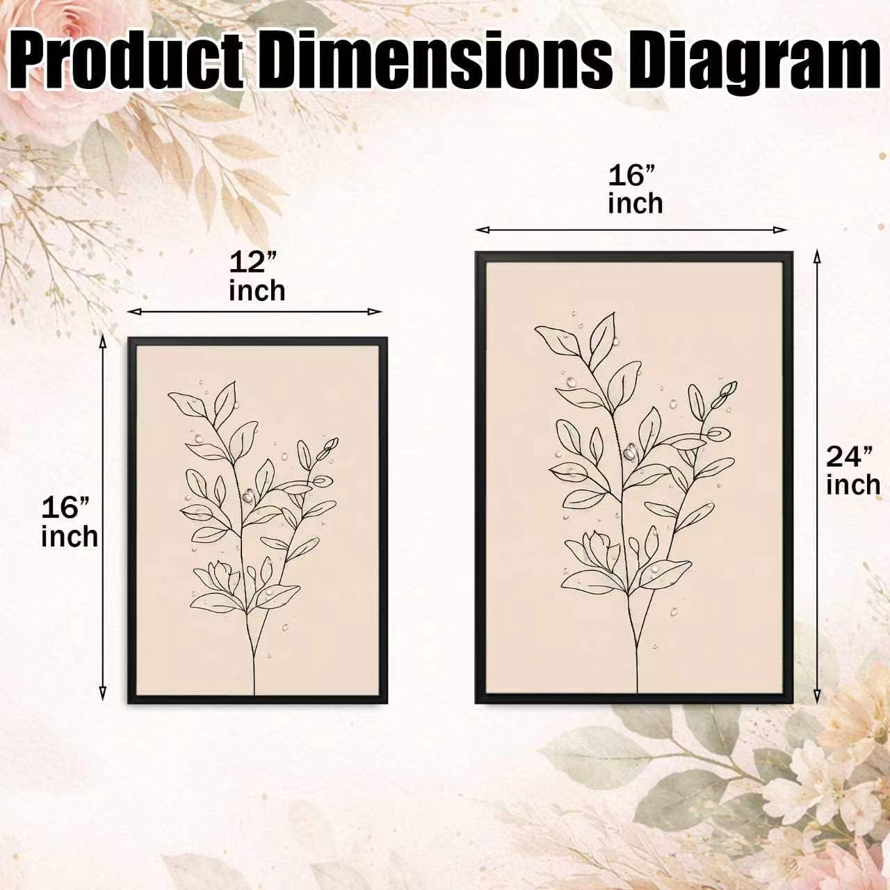 CHTEXA Minimalist Botanical Wall Art Set Of 3 Framed Canvas Prints Neutral Beige Plant Line Art Decor For Living Room Bedroom Bathroom Office 12x16 Inch