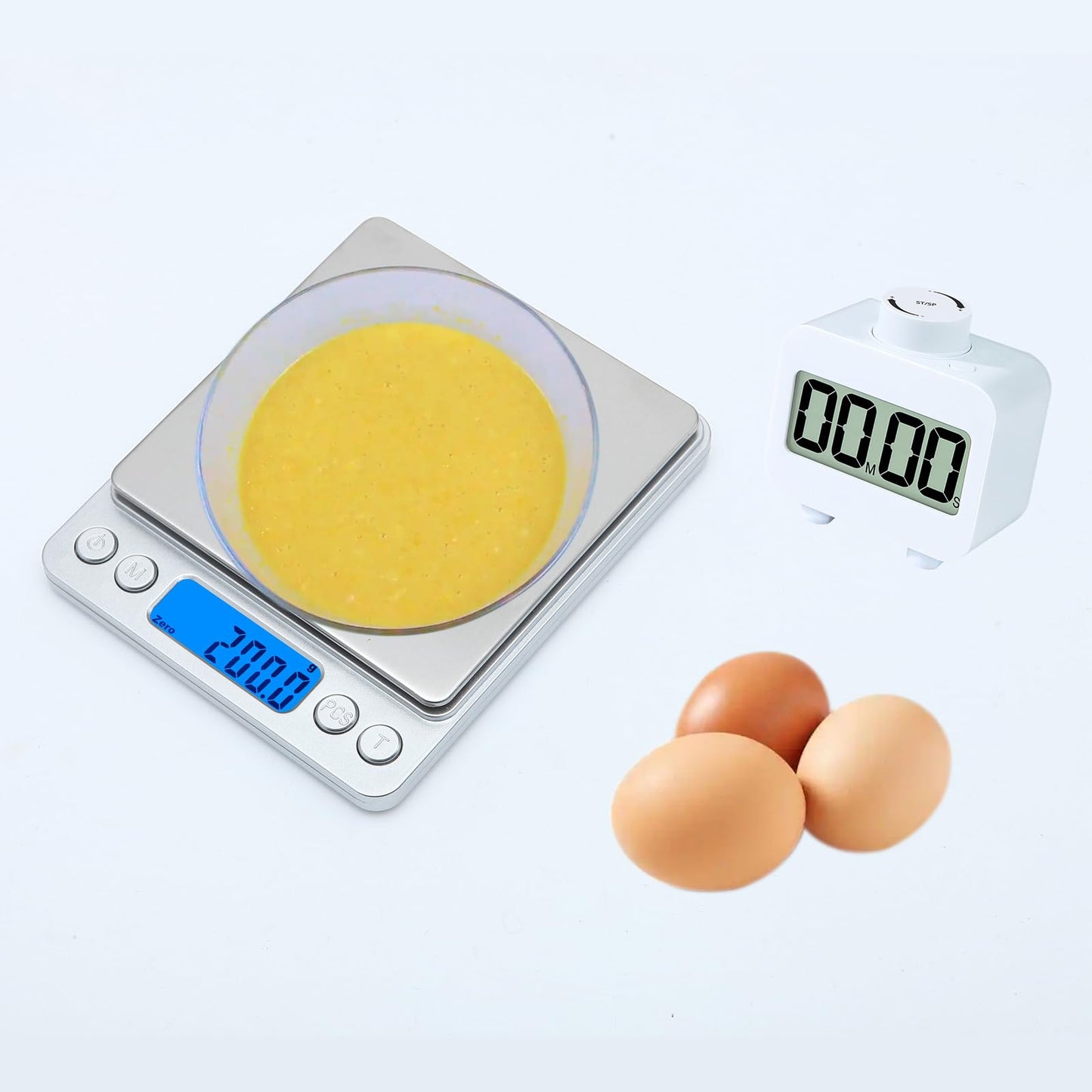 Digital Kitchen Timer for Cooking with Rotating Knob for Preset time, 99 Minute Timers for Kids/Classroom with Alam or Flashing Light During Silence, Count Up/Down Timer,White