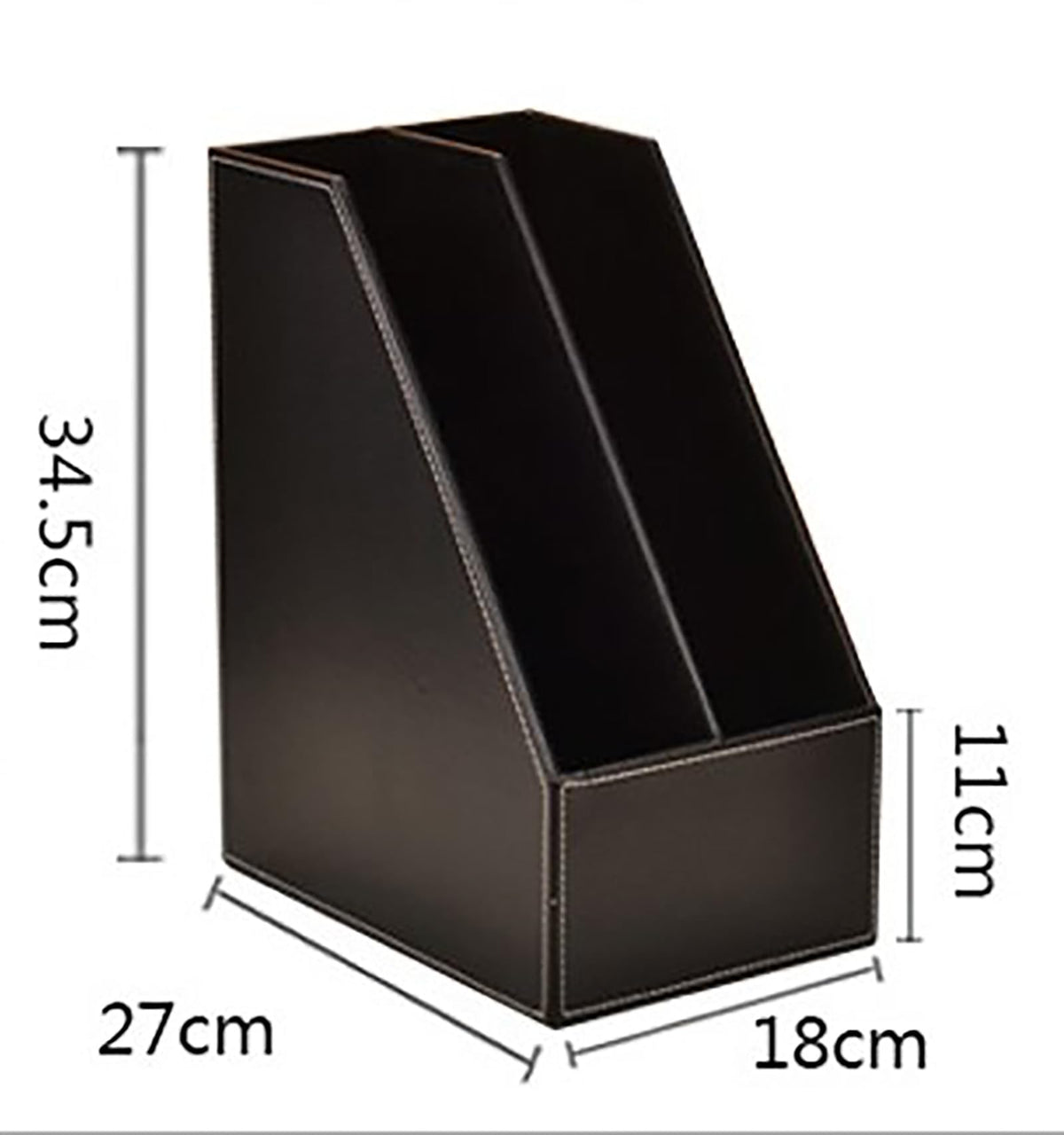 Vertical Style,Leather Magazine Holder Office Desk Organizer File Document Tray Box Bookends Book Stand (Black (2 Slot))