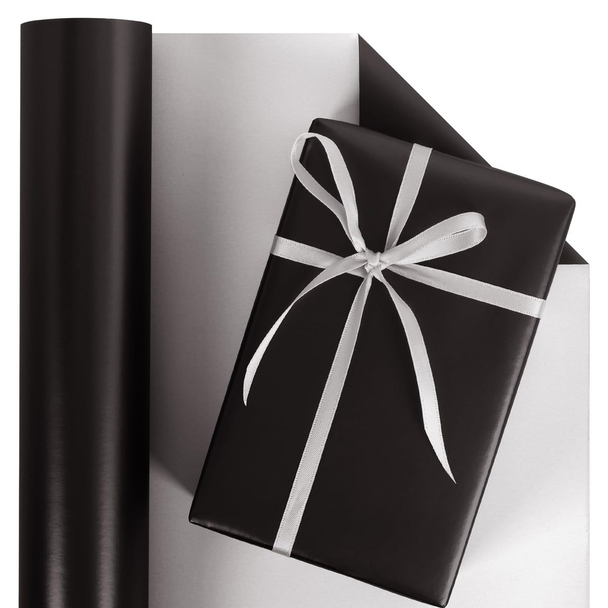 Aimyoo Black Metallic Wrapping Paper Roll - 17 Inches X 60 Feet, Matte Solid Black Color Paper for Birthday, Christmas, Wedding, Baby Shower, Holiday, Bridal Shower