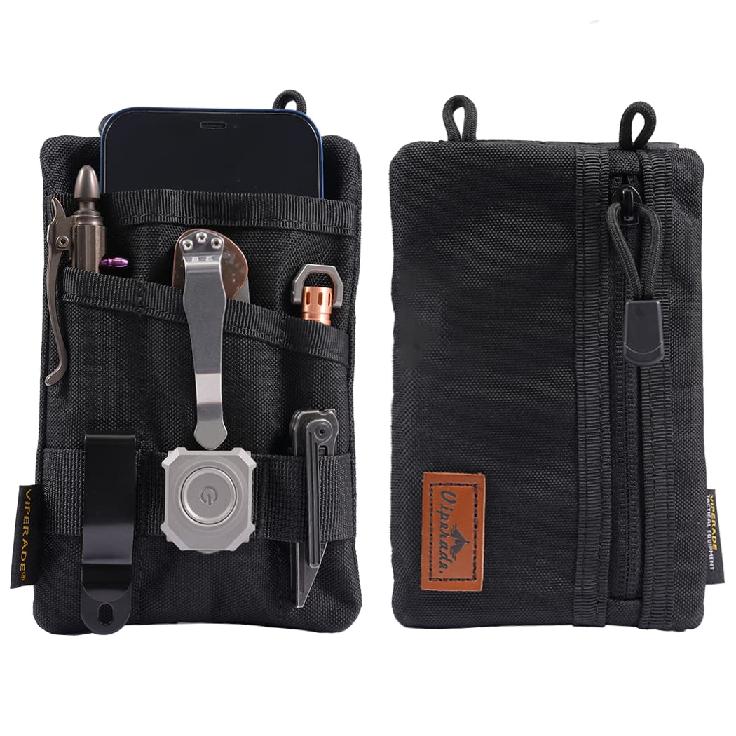 VIPERADE VE1 Pocket Organizer, EDC Pocket Pouch for Men, Pocket Organizer Storage EDC Gears, Keep Organized, Hold Your Flashlight/Pocket Knife, Tactical Pen, Notebook(Black)