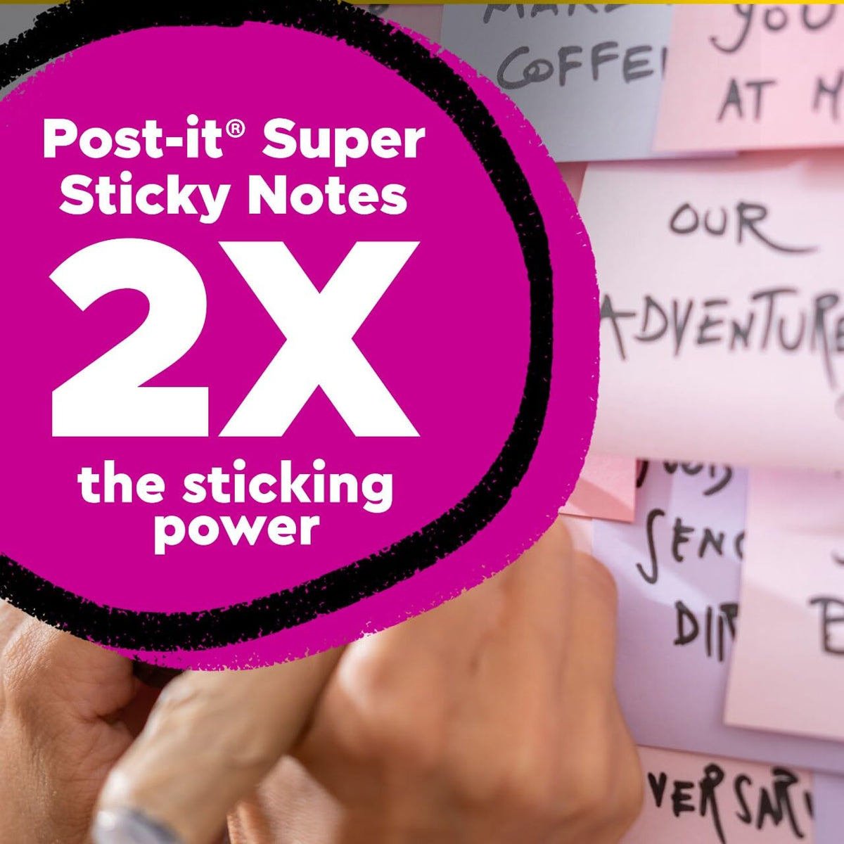 Post-it 100% Recycled Paper Super Sticky Notes, 1 7/8 x 1 7/8 in., 18 Mini Sticky Note Pads, School Supplies and Office Products, Sticky Notes for Vertical Surfaces Wanderlust Pastels Collection,