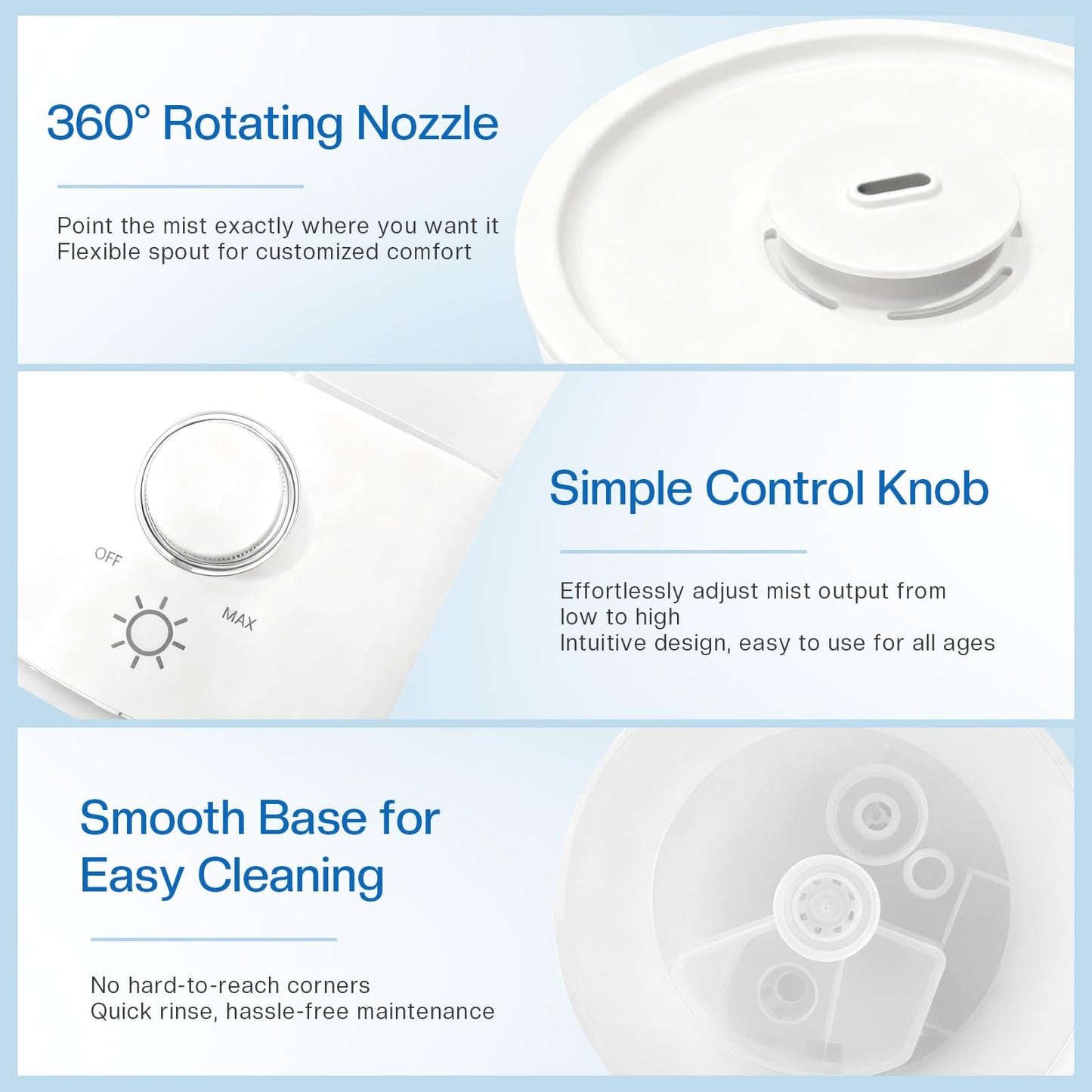Cool Mist Humidifier for Bedroom, 3L Top Fill Ultrasonic Air Humidifier with Adjustable Knob Control, Quiet Operation, Auto Shut-Off, BPA-Free for Home, Baby, Office, Plants M4