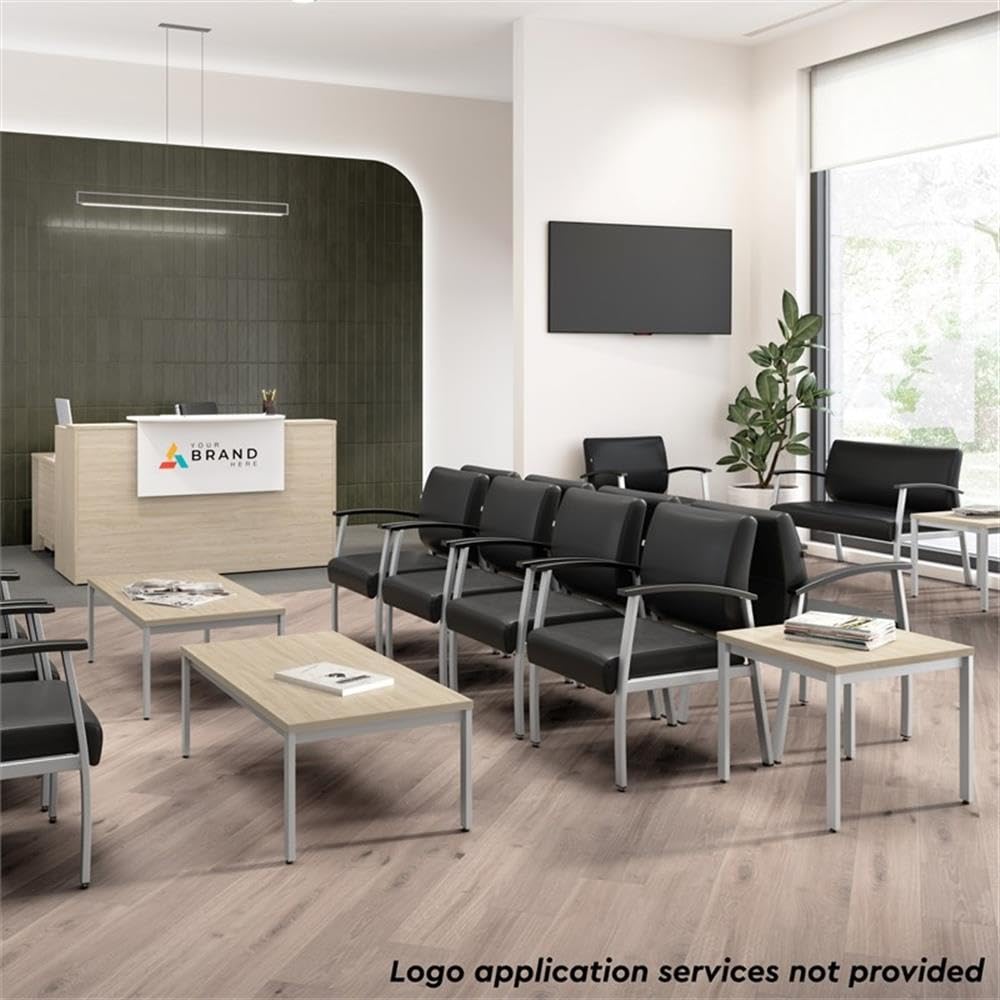 Bush Business Furniture Arrive 72W x 30D Reception Desk with Shelf in Natural Elm, Modern Receptionist Station for Office Waiting Room