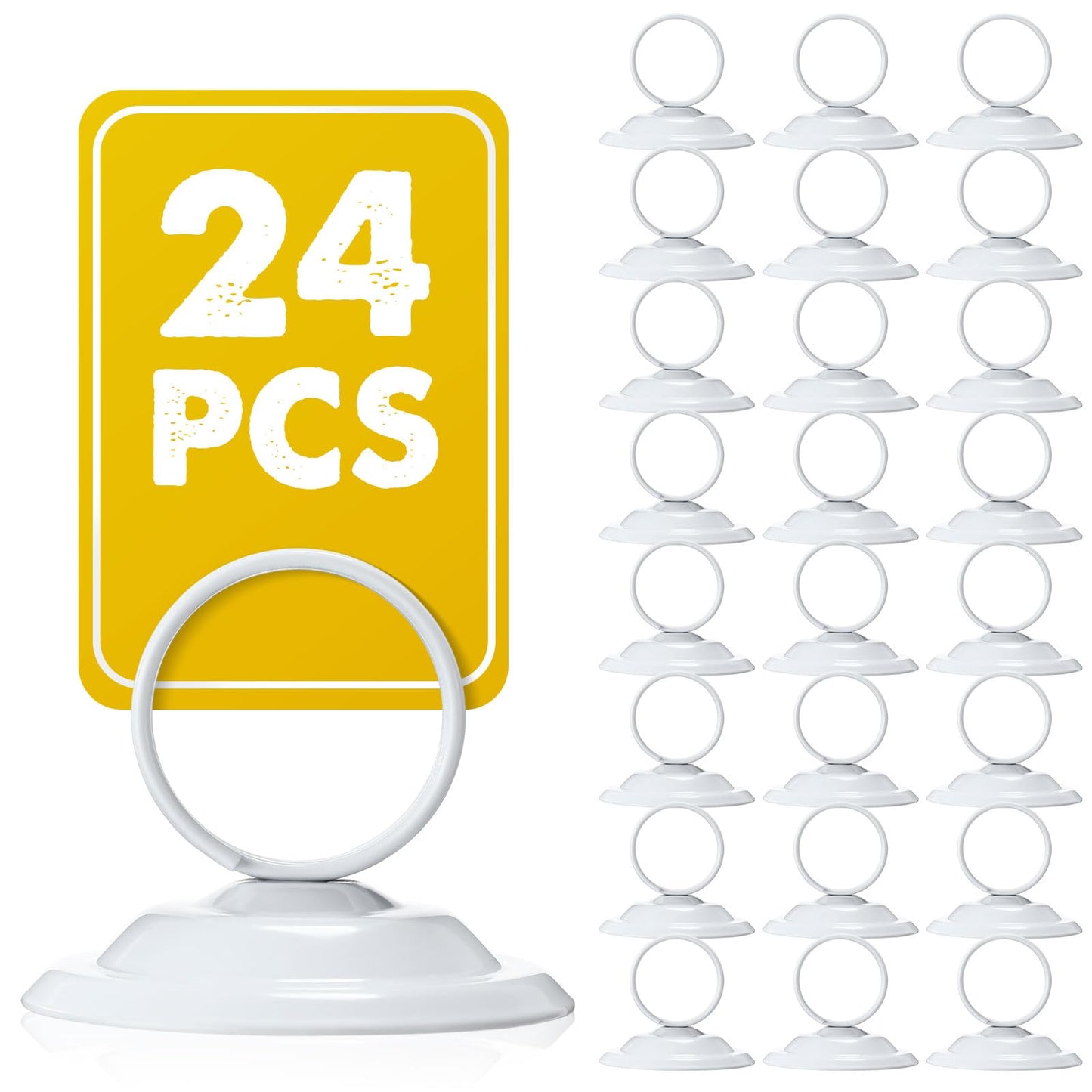 MotiMind 24 Pcs Table Number Holders-Metal Place Card Holders Table Number Stands Tabletop Sign Stands for Photos, Menu, Memo, Notes, Wedding, Restaurant, Banquet, Birthday(White)