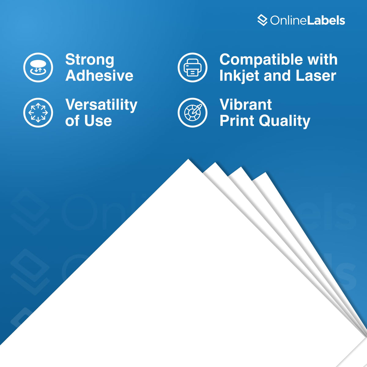 Sticker Paper, 10 Sheets, White Matte, 8.5" x 11" Full Sheet Label, Works with Inkjet and Laser Printer, Compatible with Electronic Cutting Machines, OL177WX, OnlineLabels