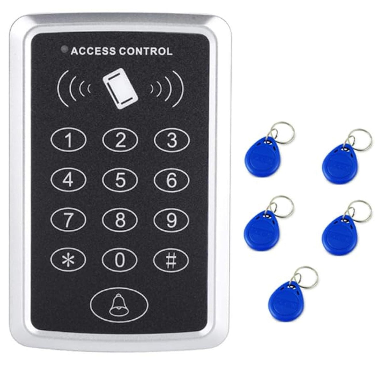 BSTUOKEY Door Access Control Keypad, Stand-Alone Password RFID Reader+5PCS Keyfob Keychain for Entry Home Security Access Controller