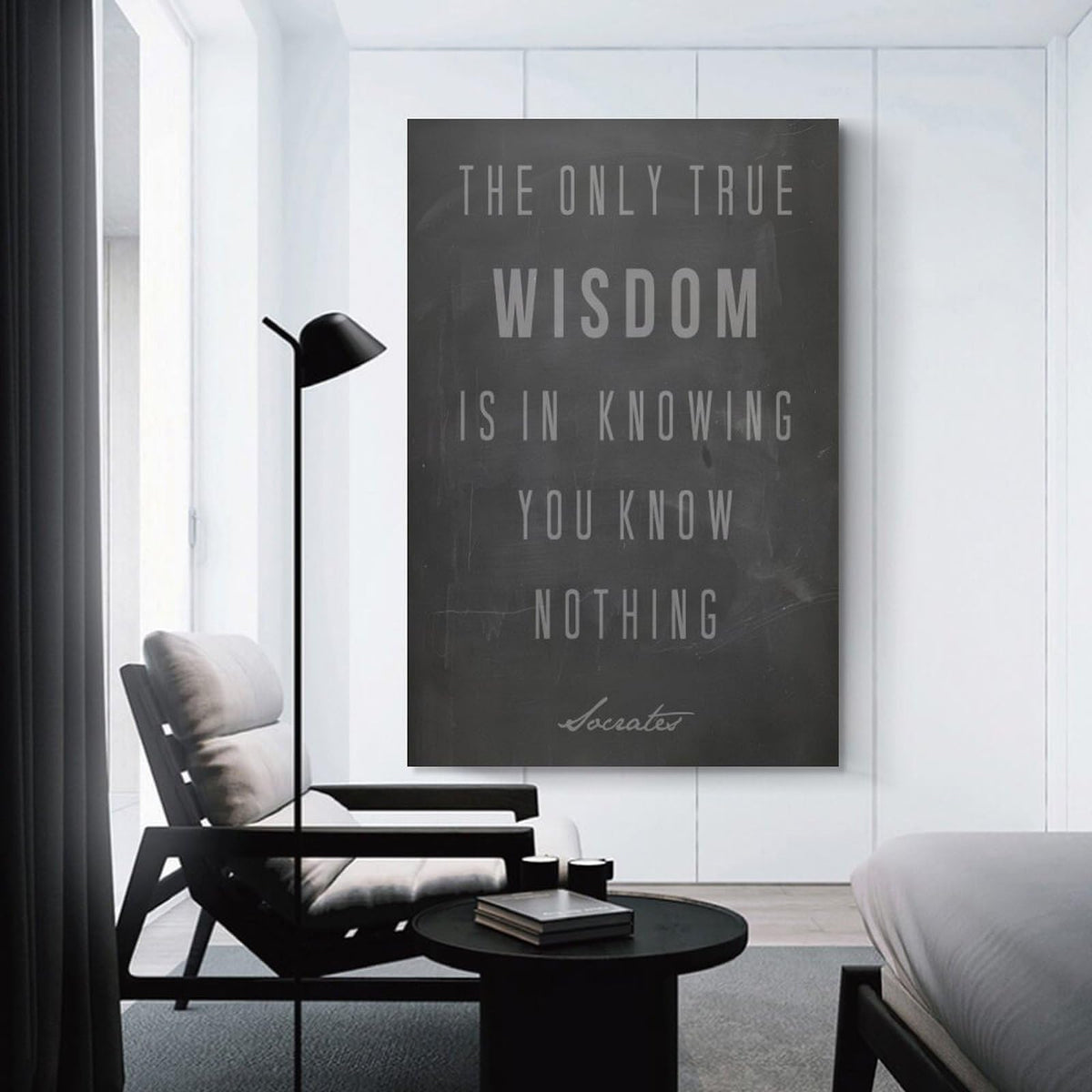 Minimalist Quote The Only True Wisdom Knowing You Know Nothing Canvas Printing Wall Art Prints Wall Decor Posters Scandinavian Bohemian for Living Room Bedroom Office Study 16x24inch(40x60cm)